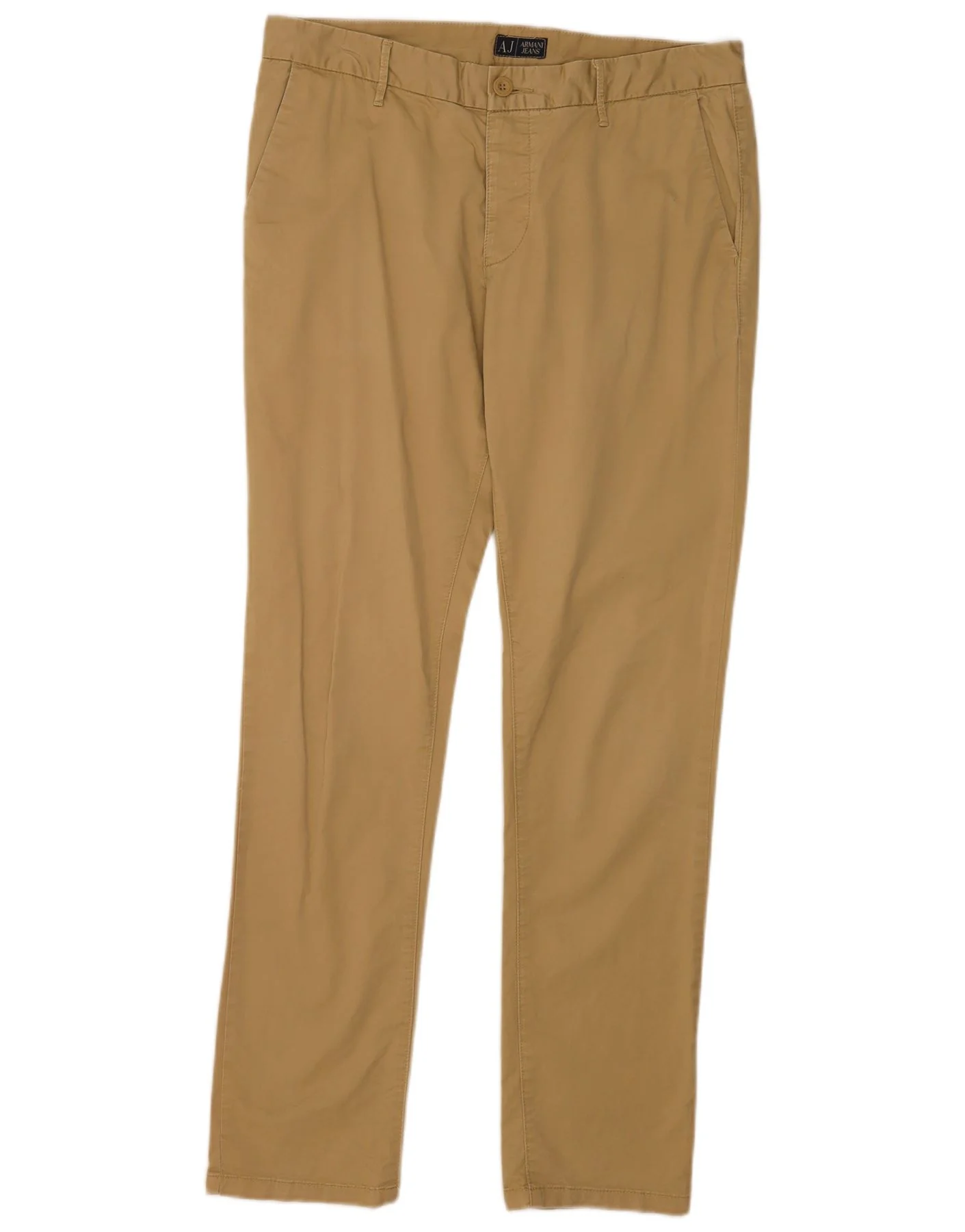 Armani Mens Slim Chino Trousers EU 50 Large W36 L32 Beige Cotton