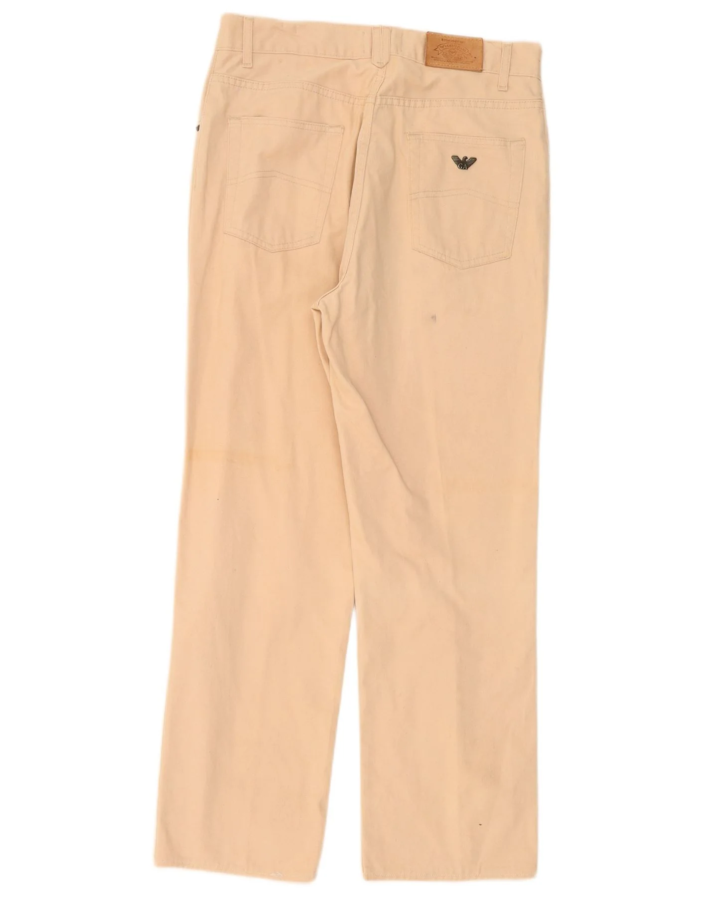 Armani Mens Straight Casual Trousers W32 L28 Beige Cotton - Image 2