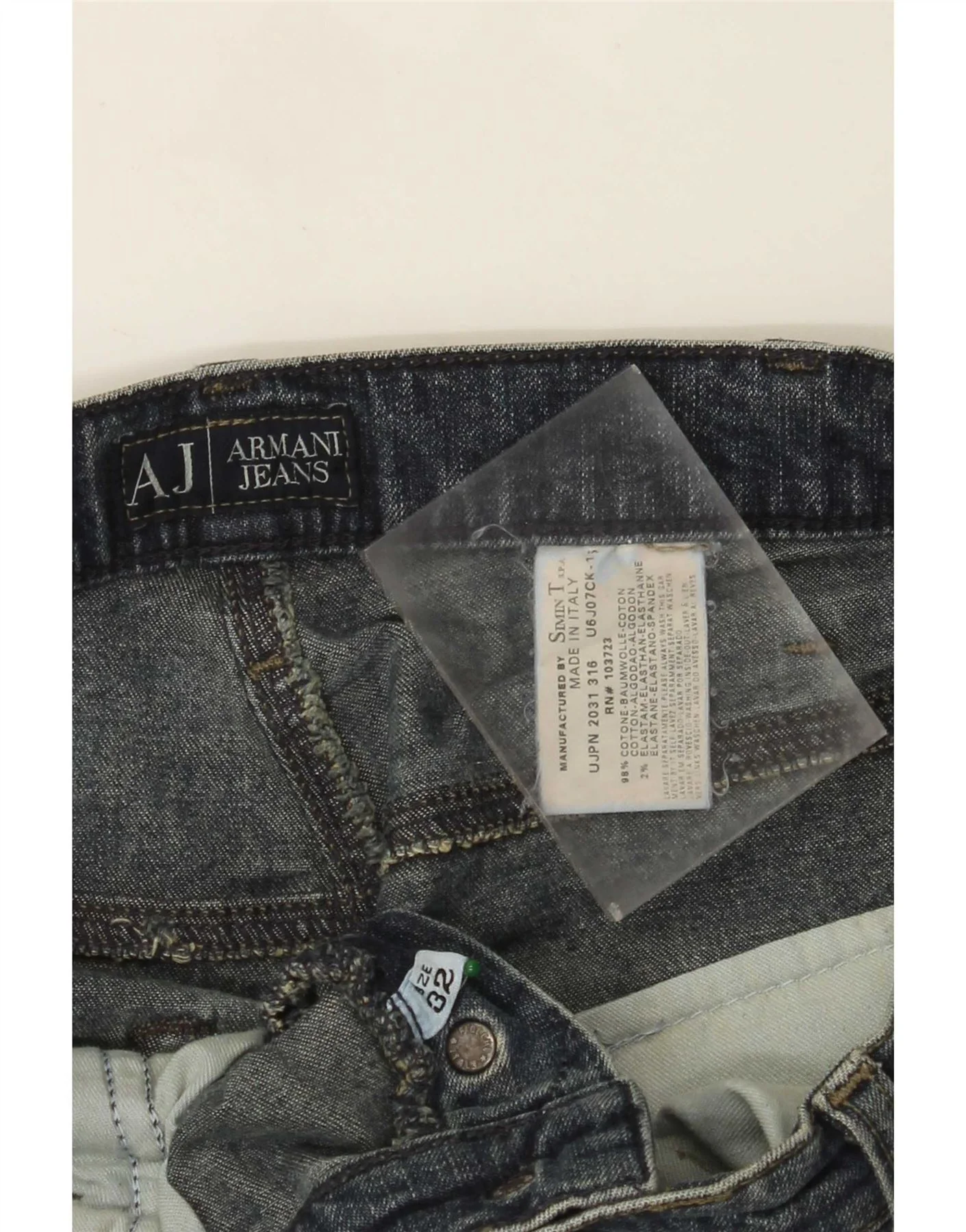 Armani Mens Straight Jeans W32 L27 Navy Blue Cotton - Image 3