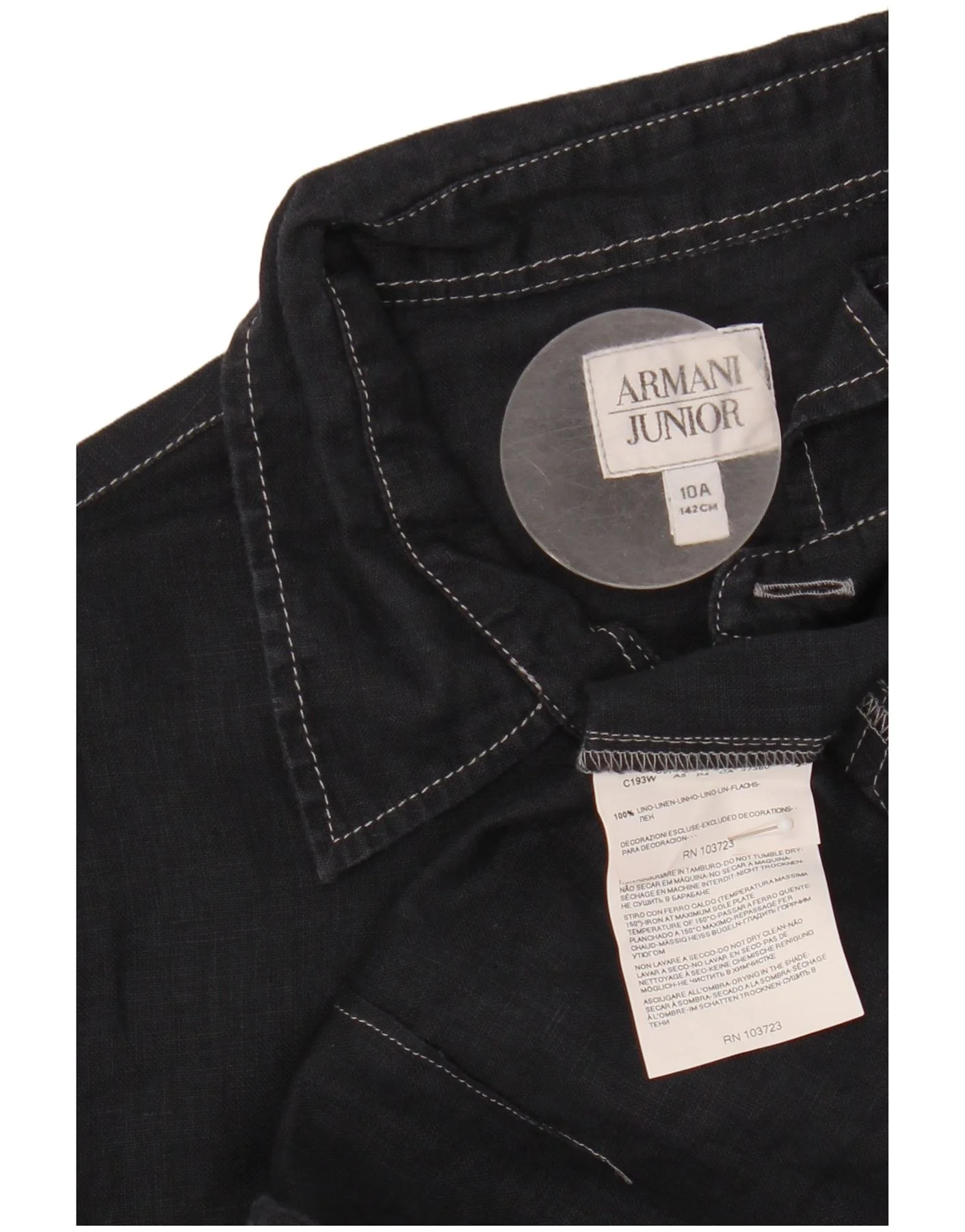Armani Teen Boys Shirt 9-10 Years Black Linen - Image 3
