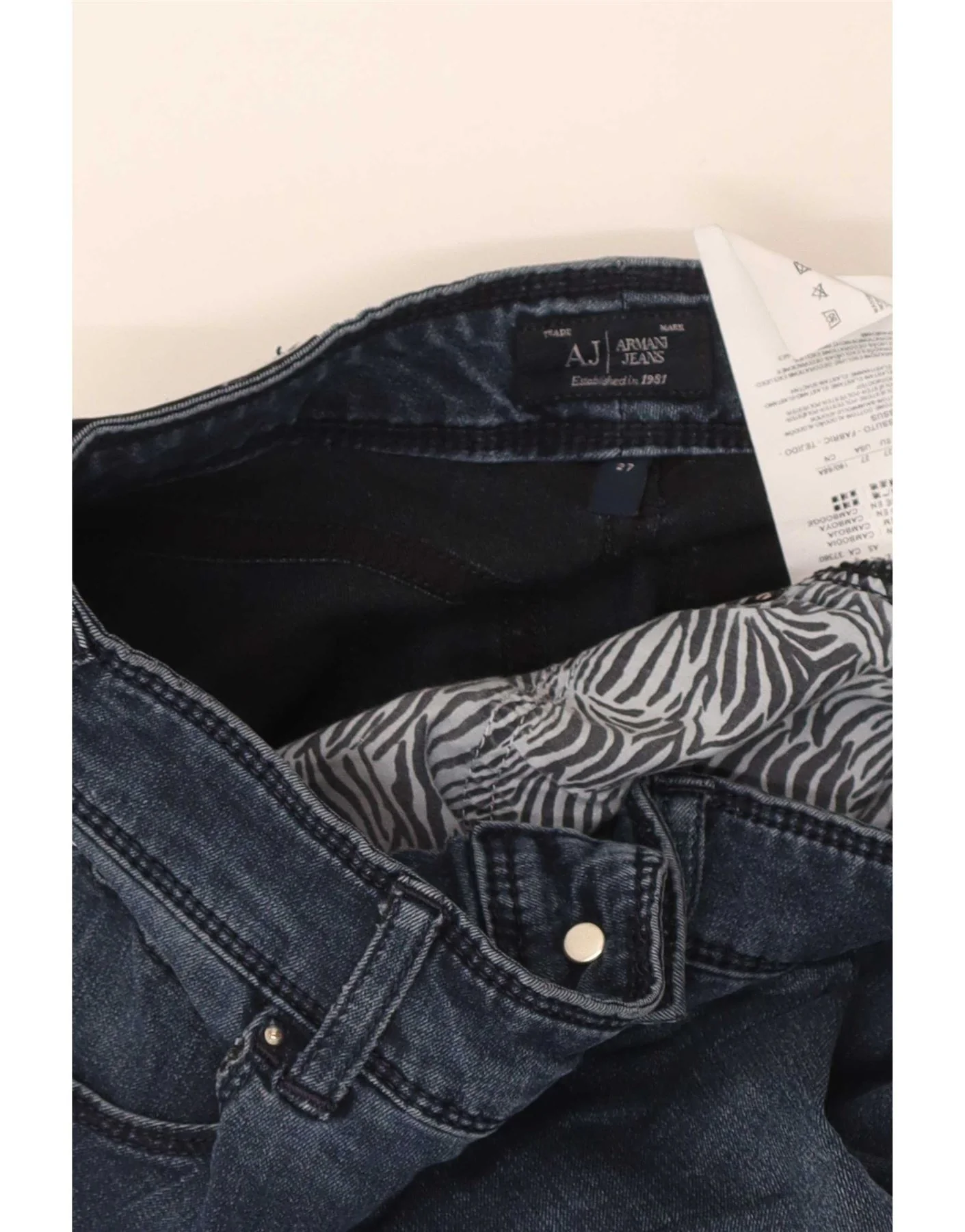 Armani Womens Crop Slim Jeans W27 L24 Navy Blue Cotton - Image 3