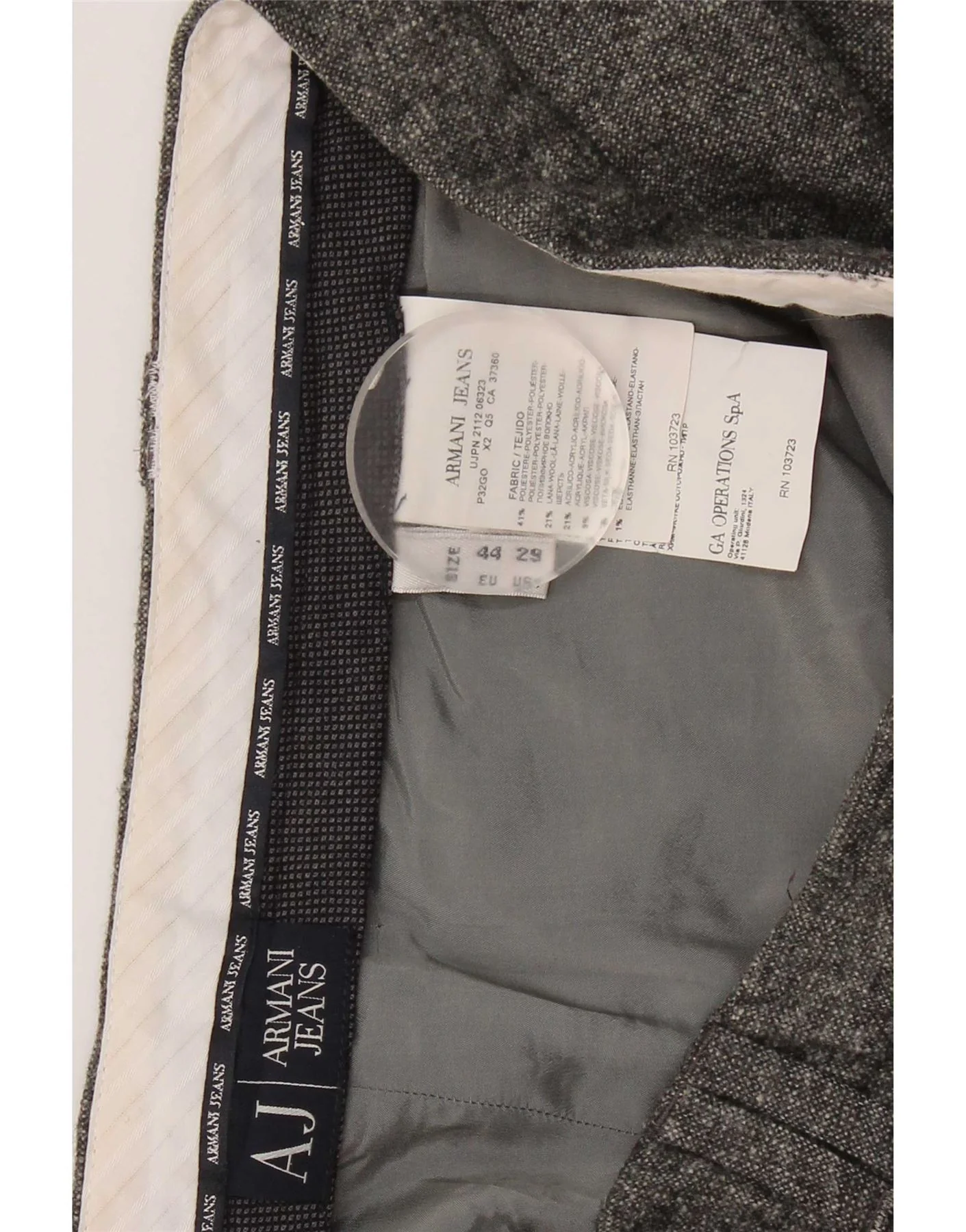Armani Womens Slim Chino Trousers W29 L29 Grey Polyester - Image 3