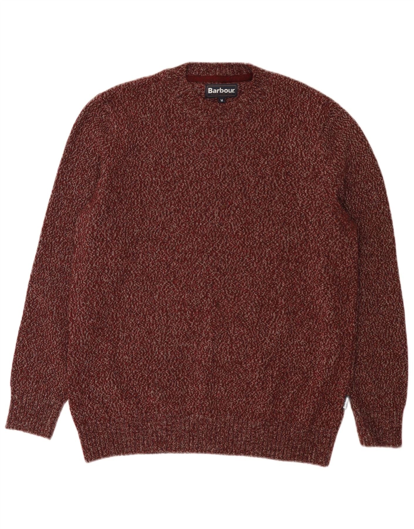 Barbour Mens Crew Neck Jumper Sweater Medium Burgundy Wool