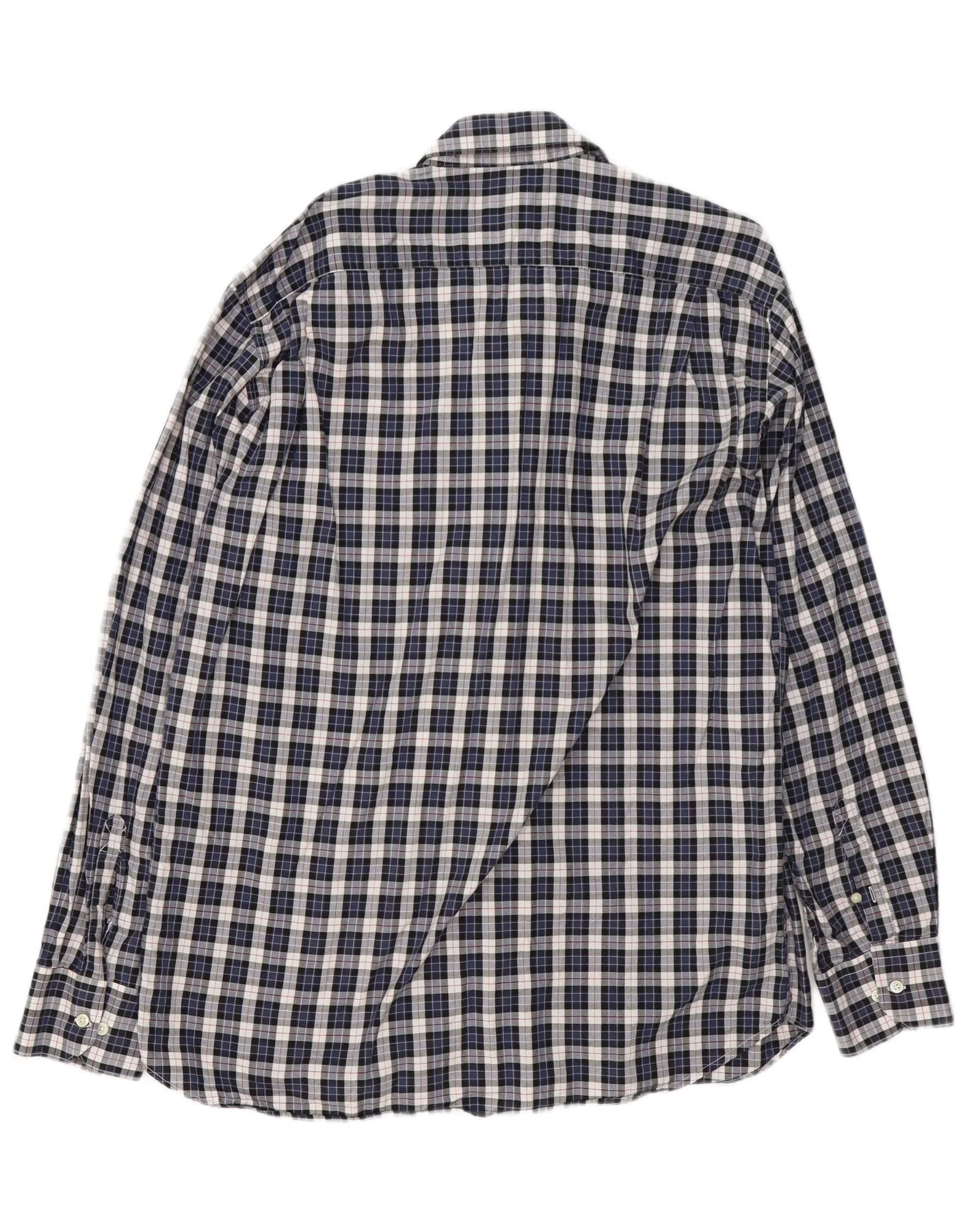 Barbour Mens Flannel Shirt XL Navy Blue Check Cotton - Image 2