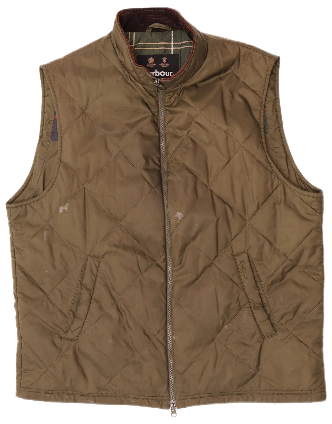 Barbour Mens Quilted Gilet UK 42 XL Khaki Polyamide