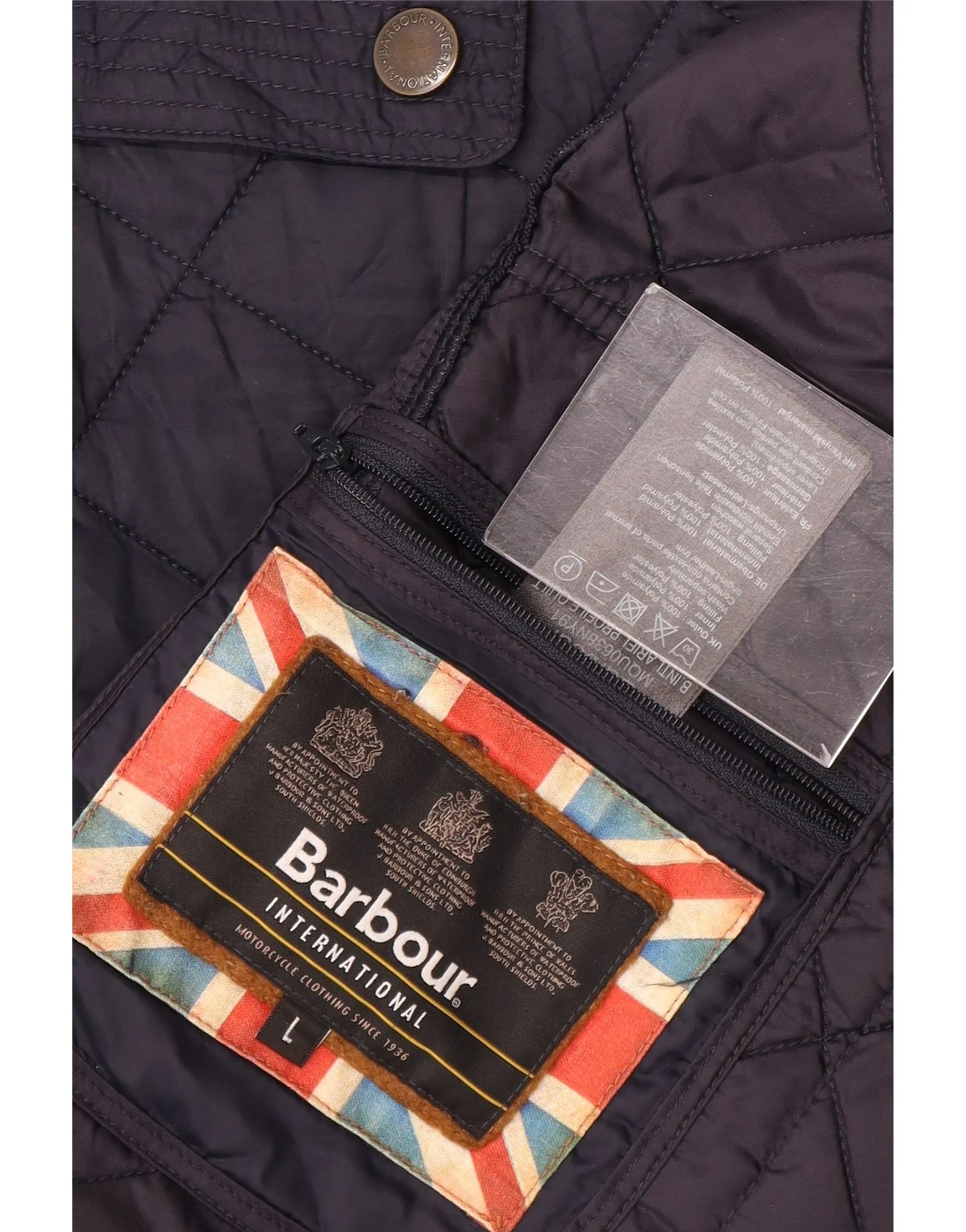 Barbour Mens Quilted Jacket UK 40 Large Navy Blue Polyamide - Image 3