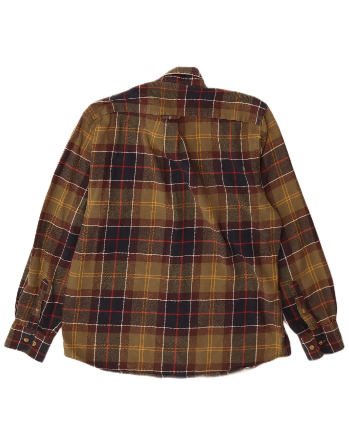 Barbour Mens Regular Fit Flannel Shirt Medium Green Plaid Cotton - Image 2