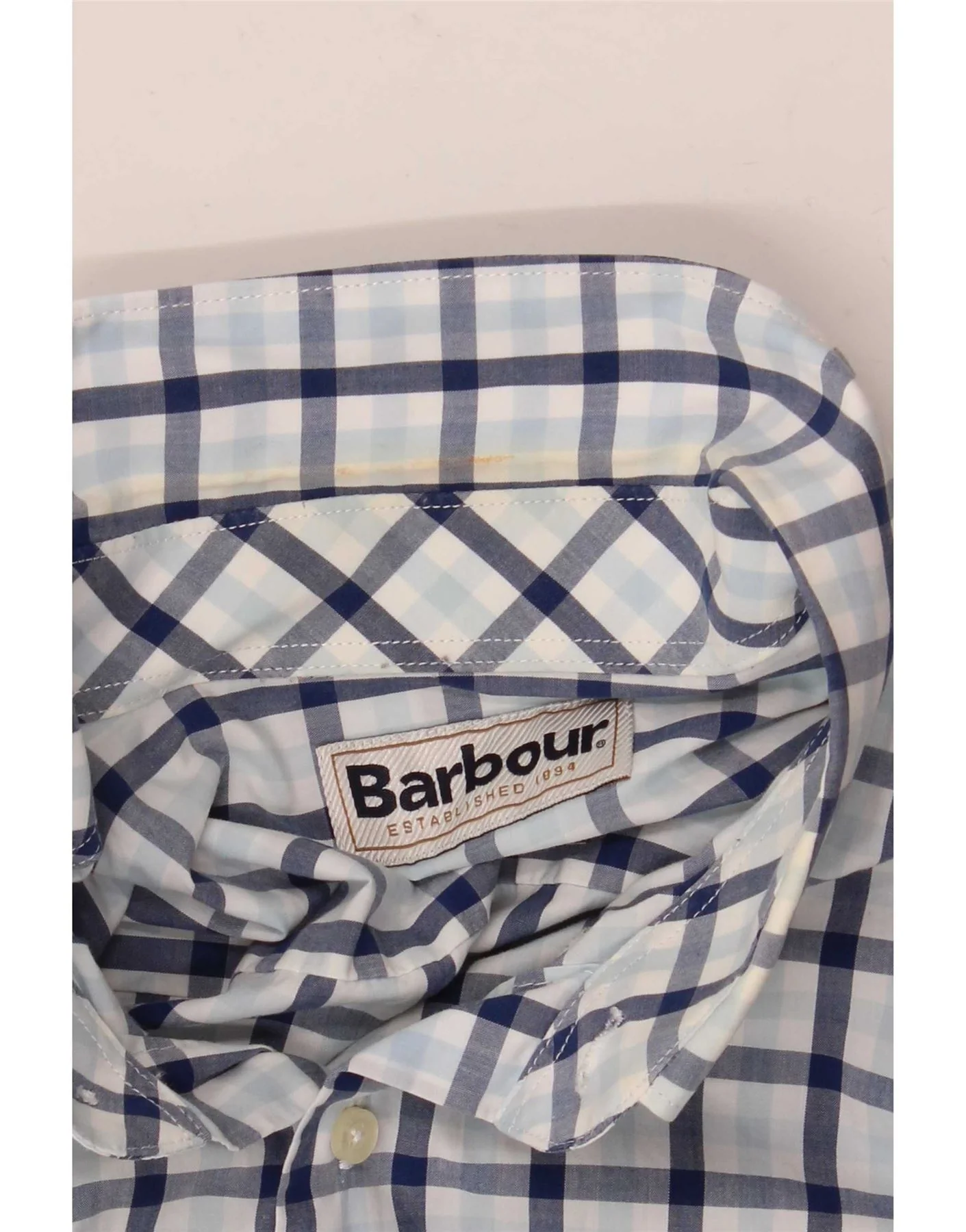 Barbour Mens Shirt Large Blue Check Cotton - Image 3