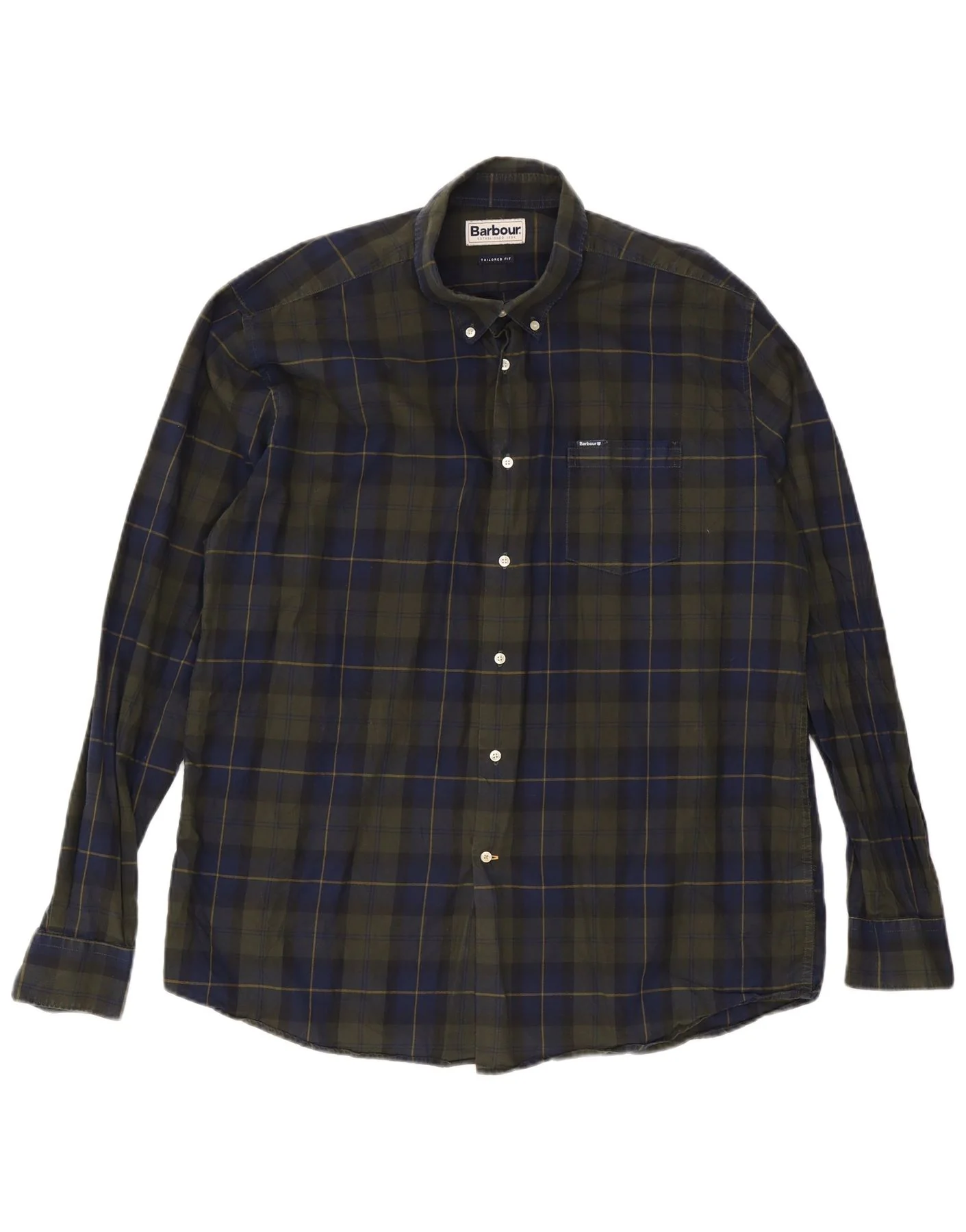 Barbour Mens Tailored Fit Shirt 2XL Green Check