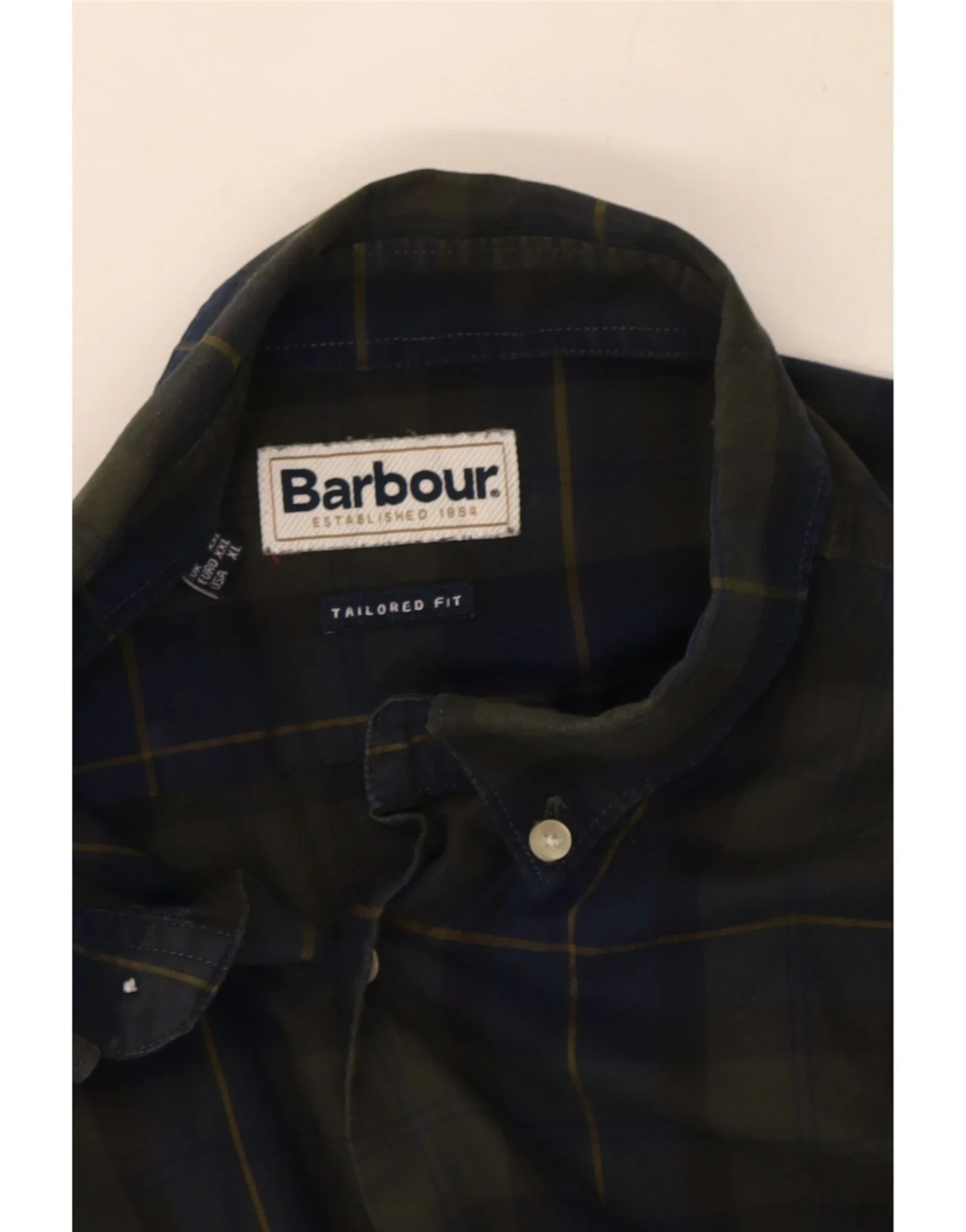 Barbour Mens Tailored Fit Shirt 2XL Green Check - Image 3