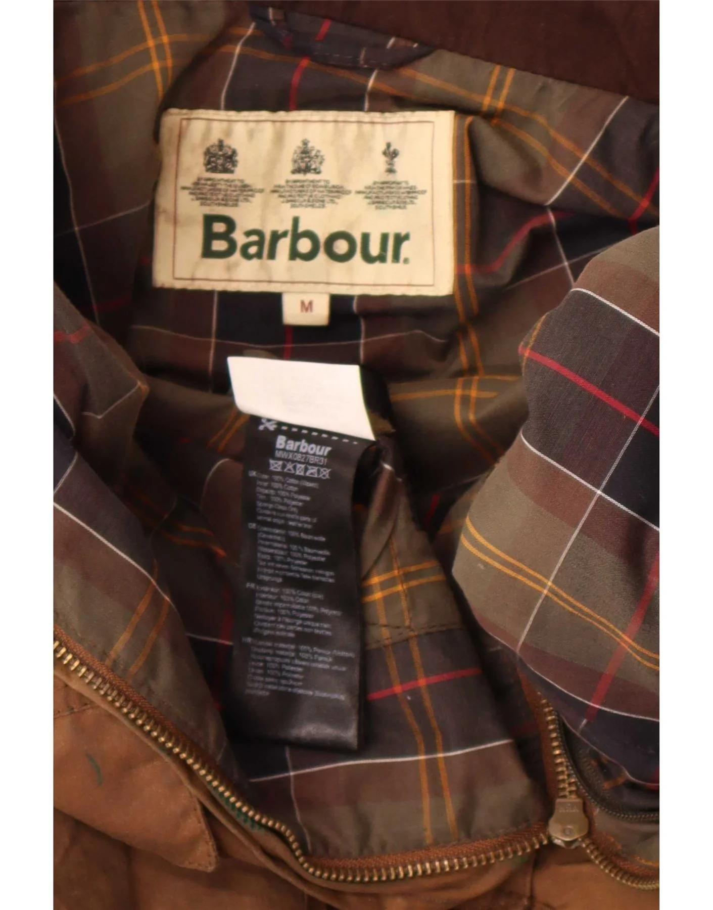 Barbour Mens Waxed Cotton Jacket UK 38 Medium Brown - Image 5