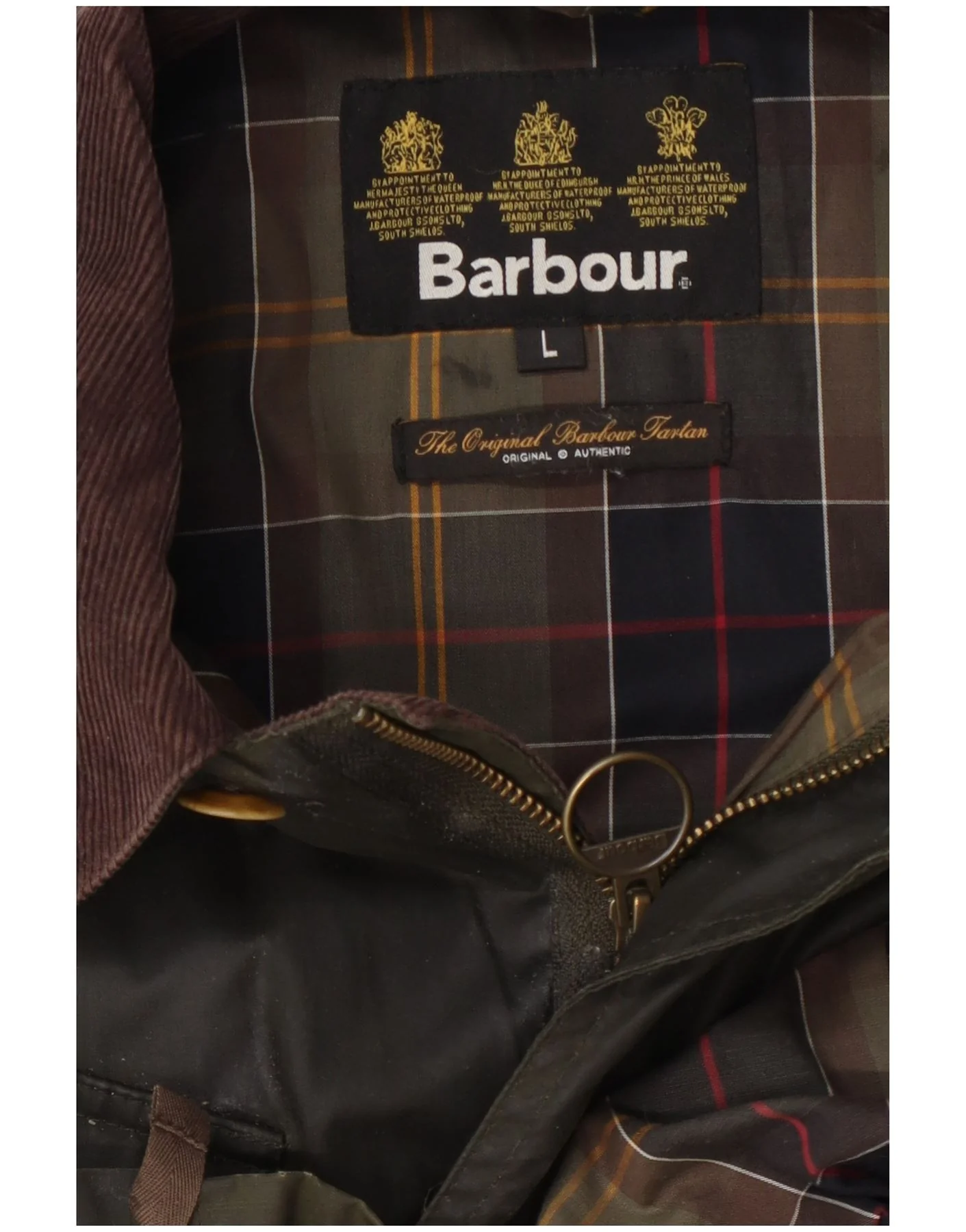 Barbour Mens Waxed Cotton Jacket UK 40 Large Khaki Colourblock - Image 4