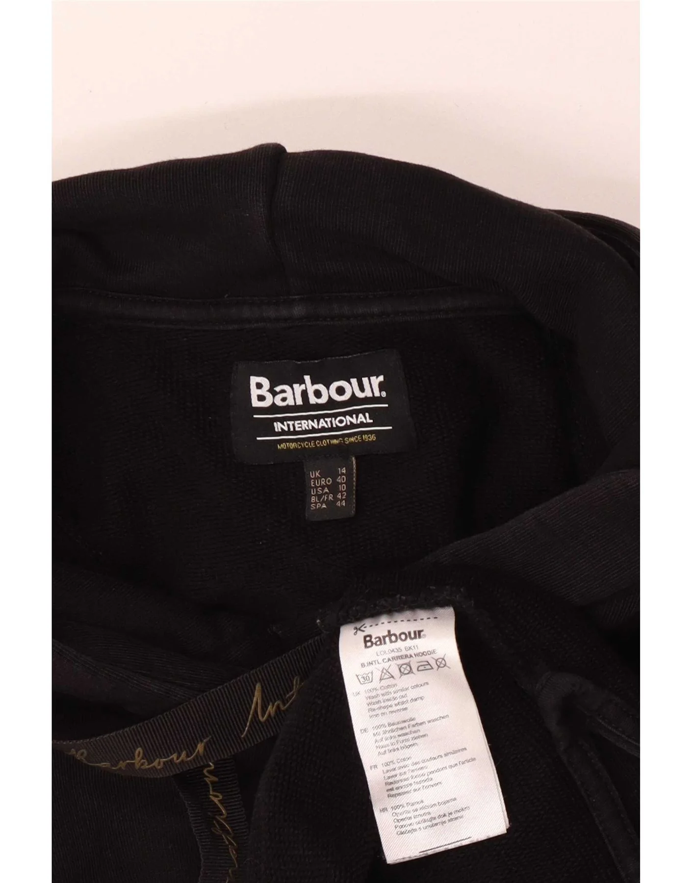 Barbour Womens Short Sleeve Oversized Hoodie Jumper UK 14 Large Black - Image 3