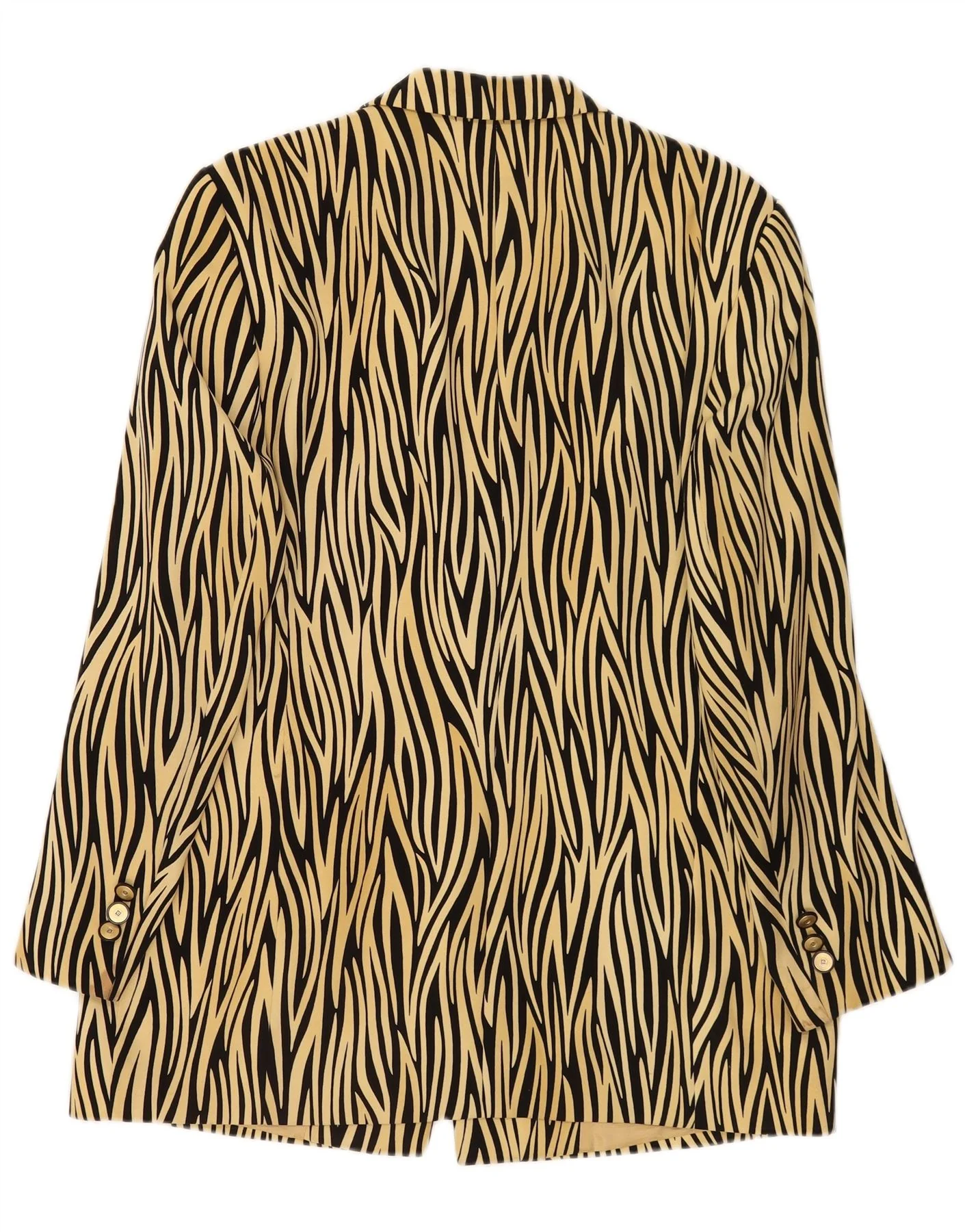 Basler Womens 1 Button Blazer Jacket UK 14 Medium Yellow Animal Print - Image 2