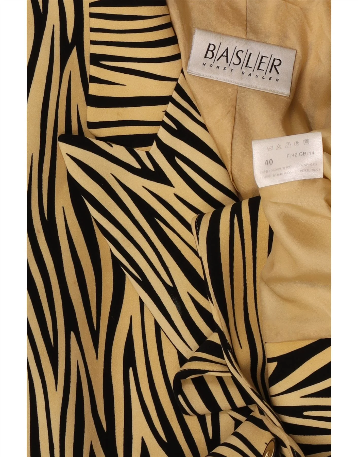 Basler Womens 1 Button Blazer Jacket UK 14 Medium Yellow Animal Print - Image 4