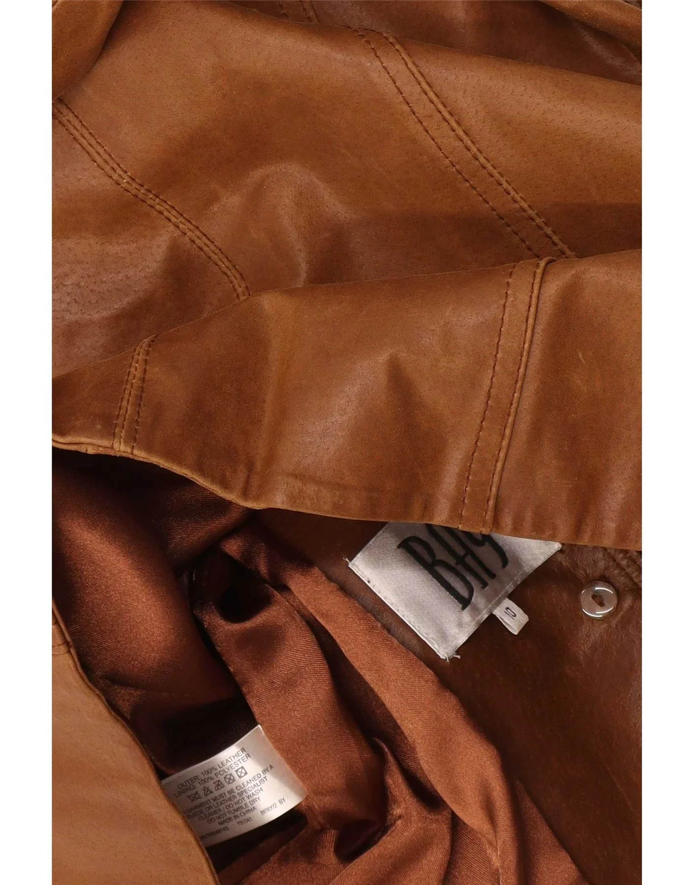 Bay Womens 3 Button Leather Blazer Jacket UK 10 Small Brown - Image 3