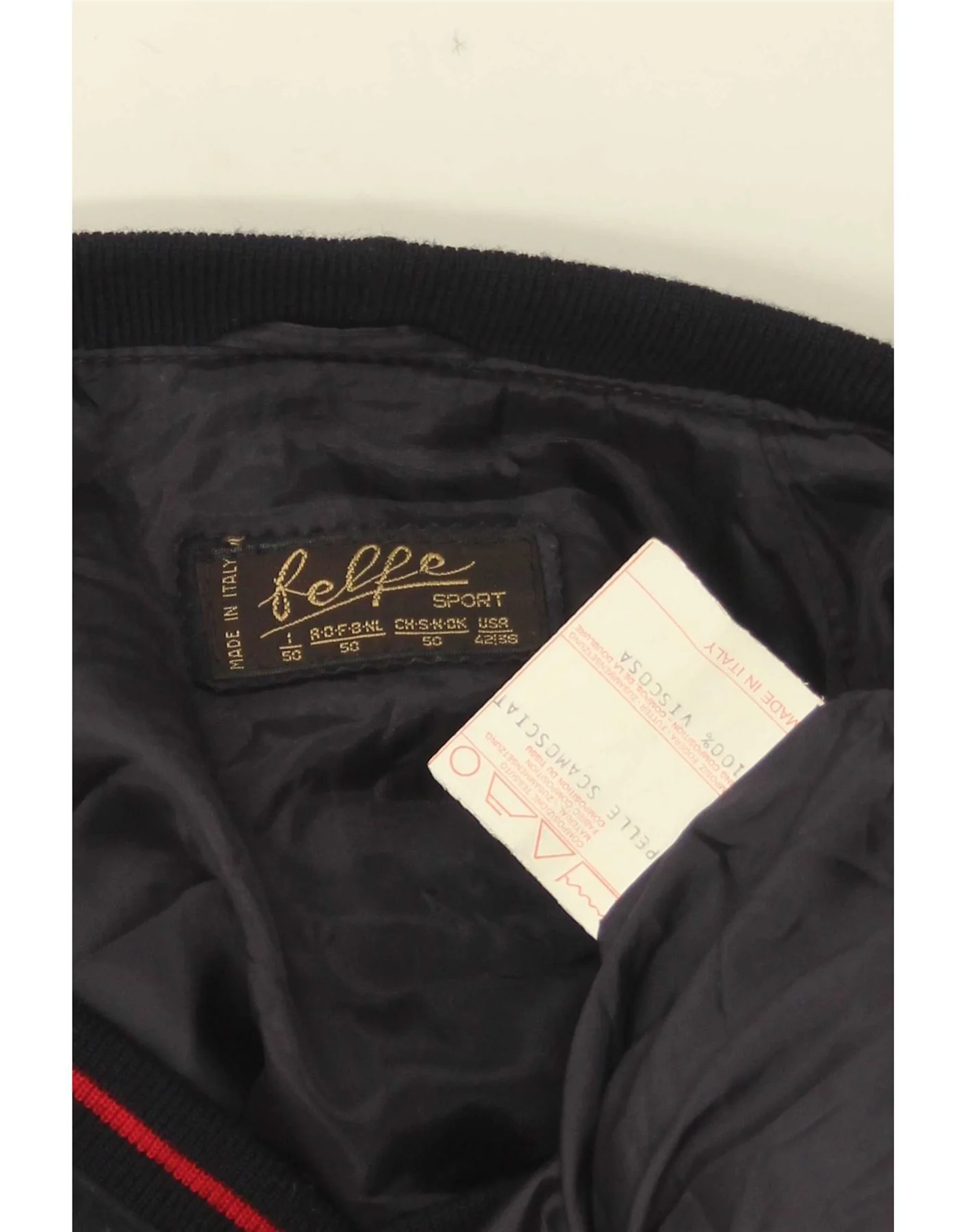 Belfe Mens Suede Bomber Jacket IT 50 Large Navy Blue Leather - Image 3