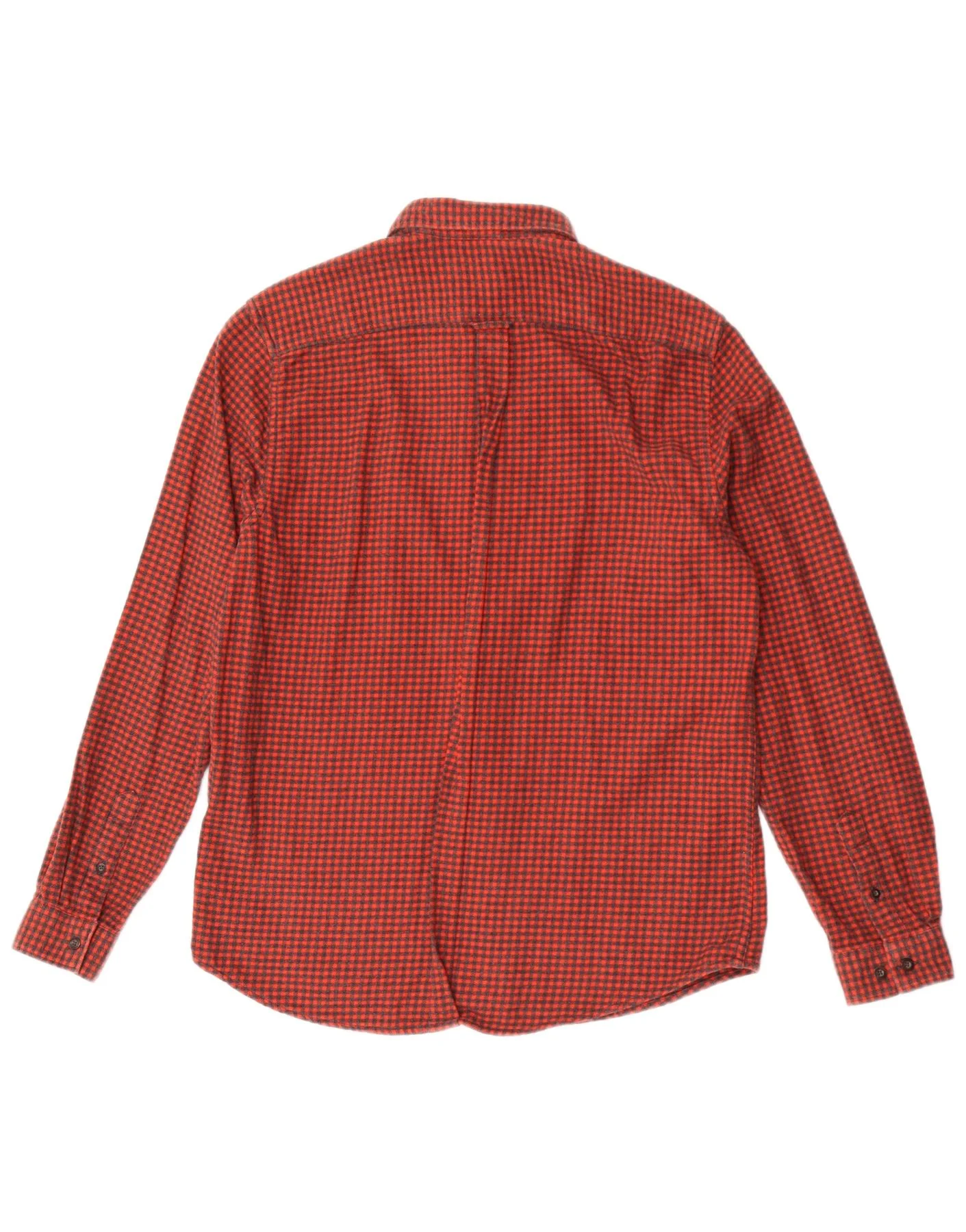 Ben Sherman Mens Flannel Shirt Large Red Houndstooth Cotton - Image 2