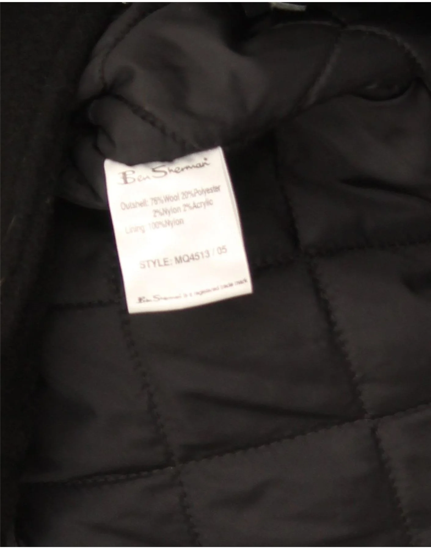 Ben Sherman Mens Hooded Parka Jacket UK 40 Large Black Wool - Image 4
