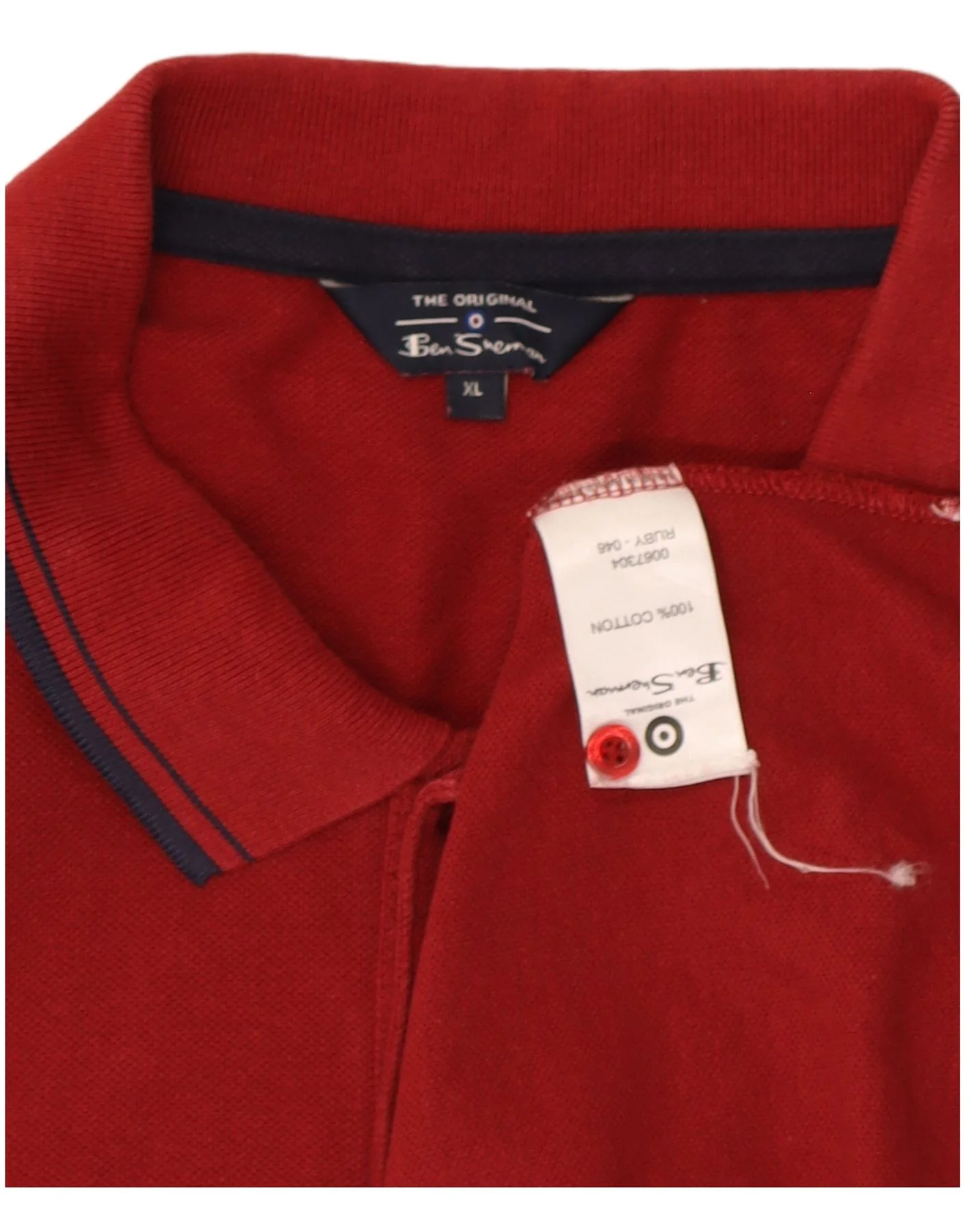 Ben Sherman Mens Polo Shirt XL Burgundy Cotton - Image 3