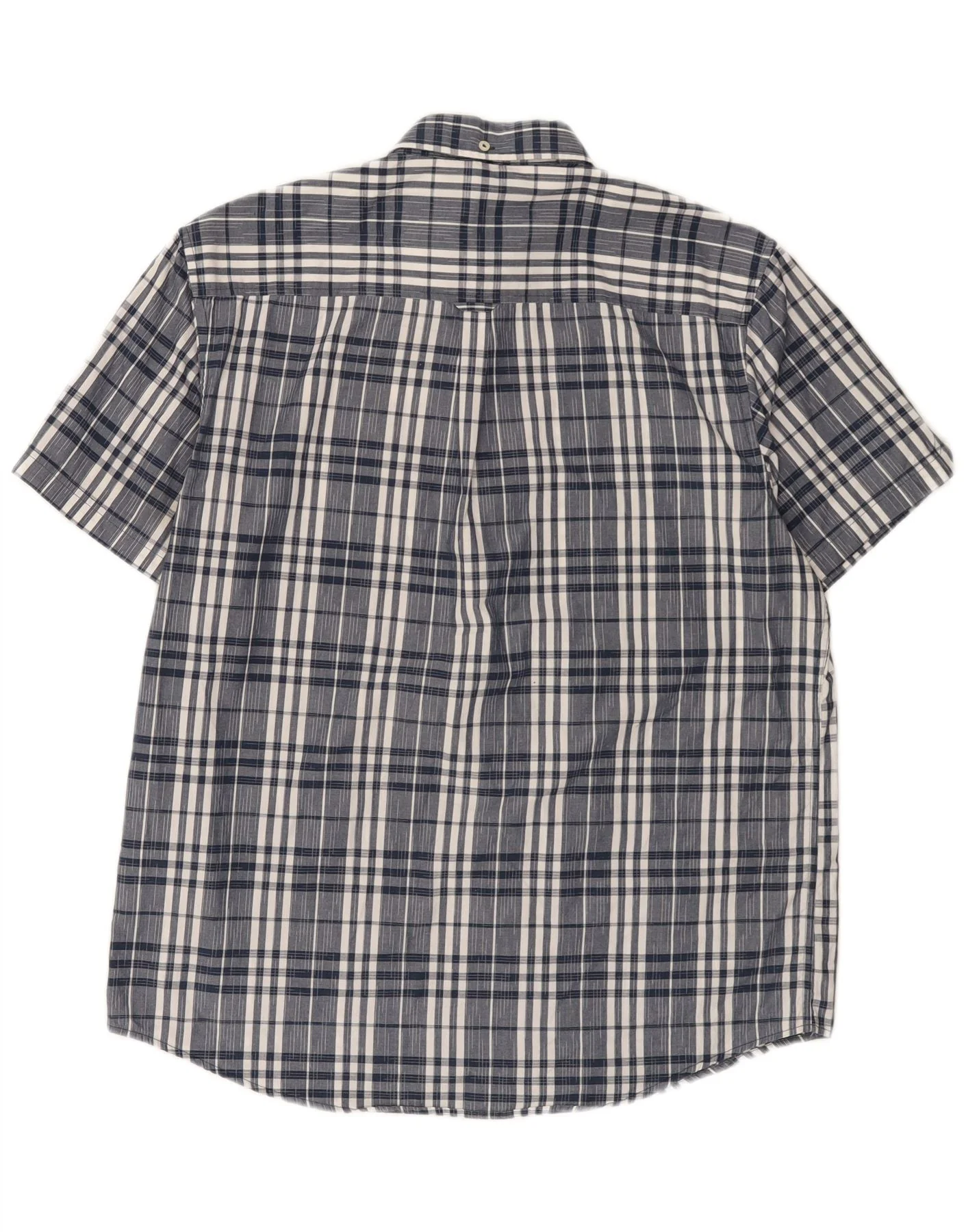 Ben Sherman Mens Short Sleeve Shirt XL Navy Blue Check Cotton - Image 2