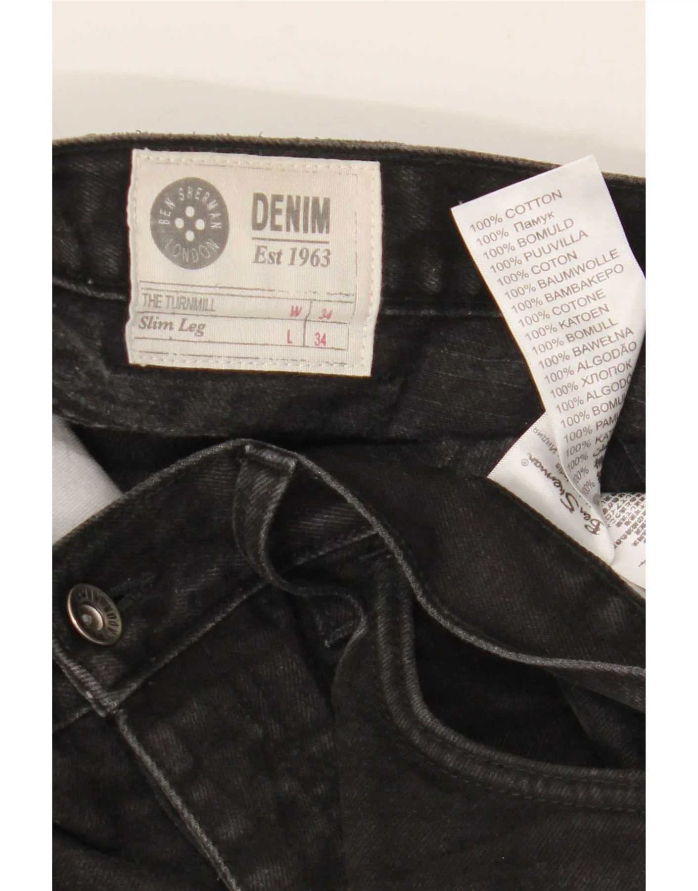 Ben Sherman Mens Slim Jeans W34 L34 Black - Image 9