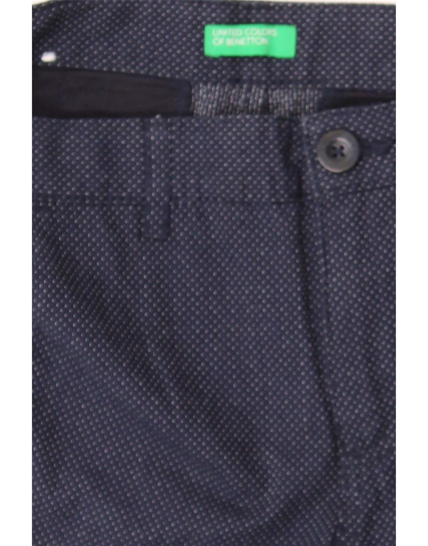 Benetton Boys Chino Shorts 7-8 Years Medium W24 Navy Blue Spotted Cotton - Image 5