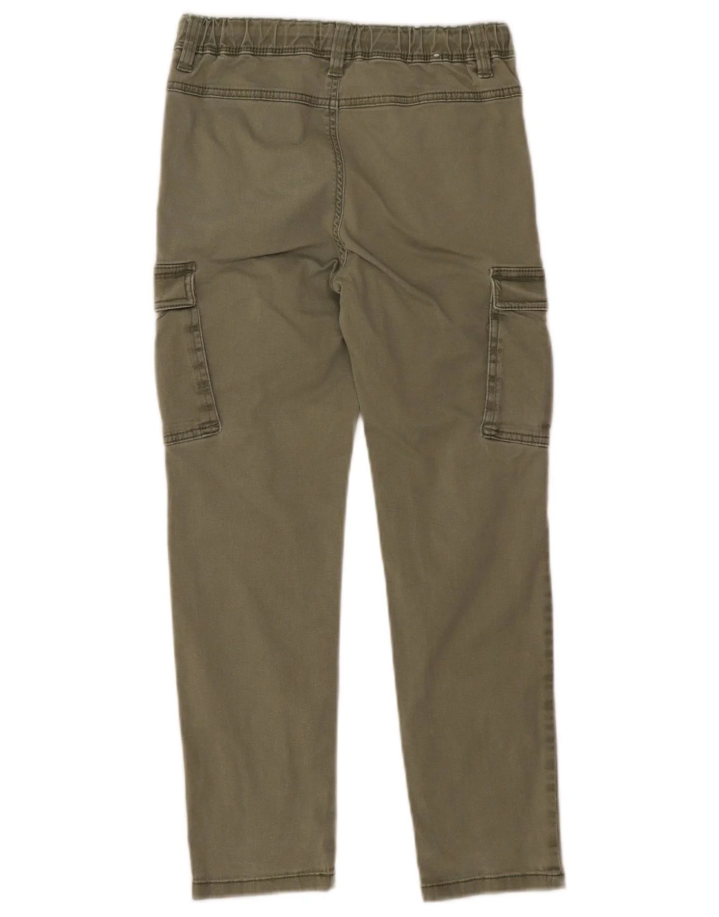 Benetton Boys Slim Cargo Trousers 8-9 Years Large W24 L23 Khaki Cotton - Image 2