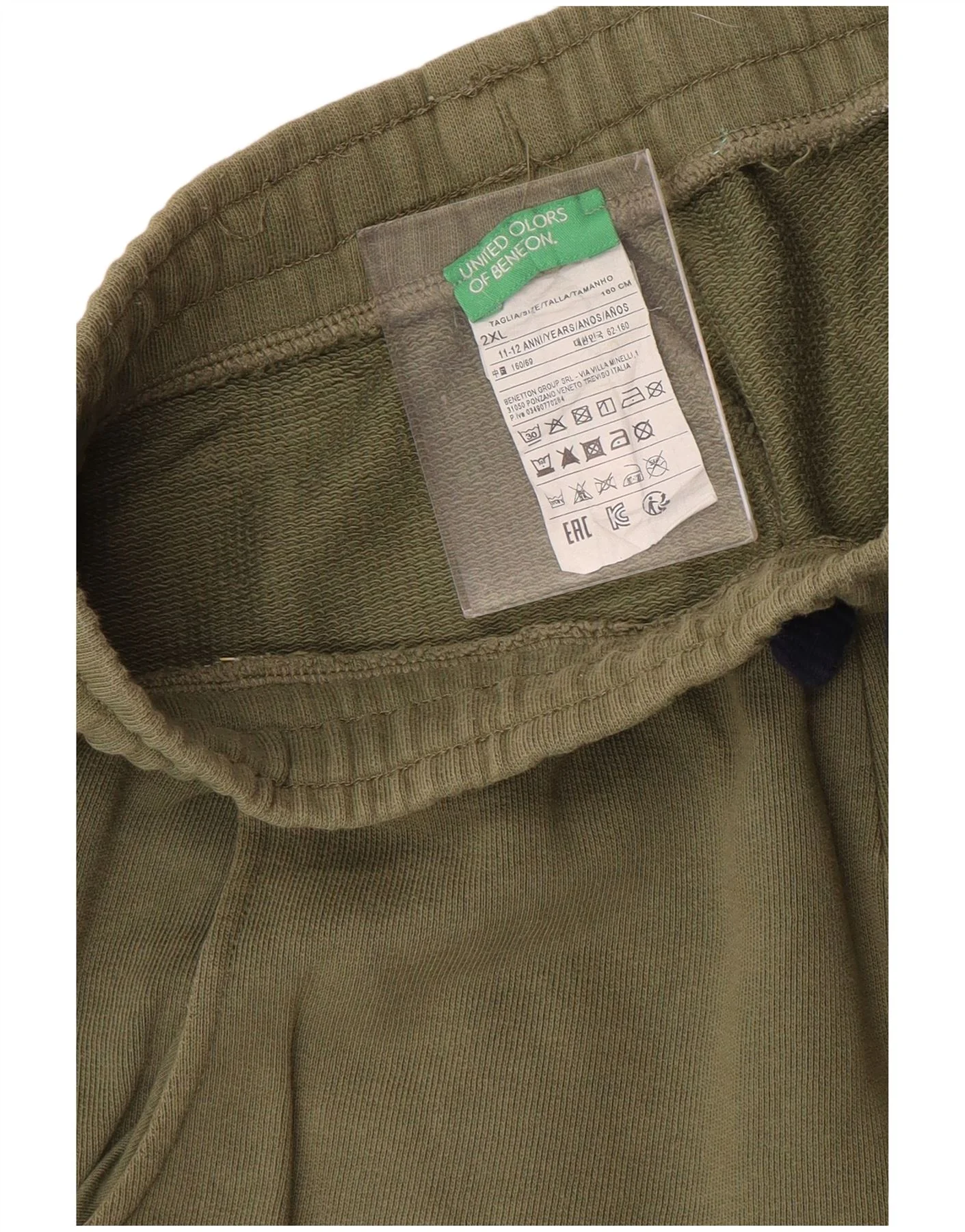 Benetton Boys Sport Shorts 11-12 Years 2XL Green Cotton - Image 3