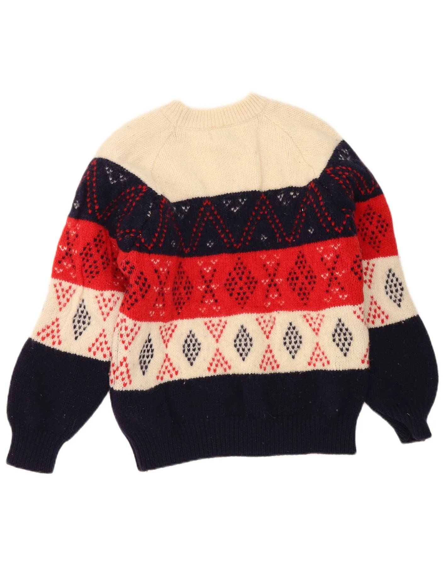Benetton Girls Crew Neck Jumper Sweater 11-12 Years Multicoloured Geometric - Image 2
