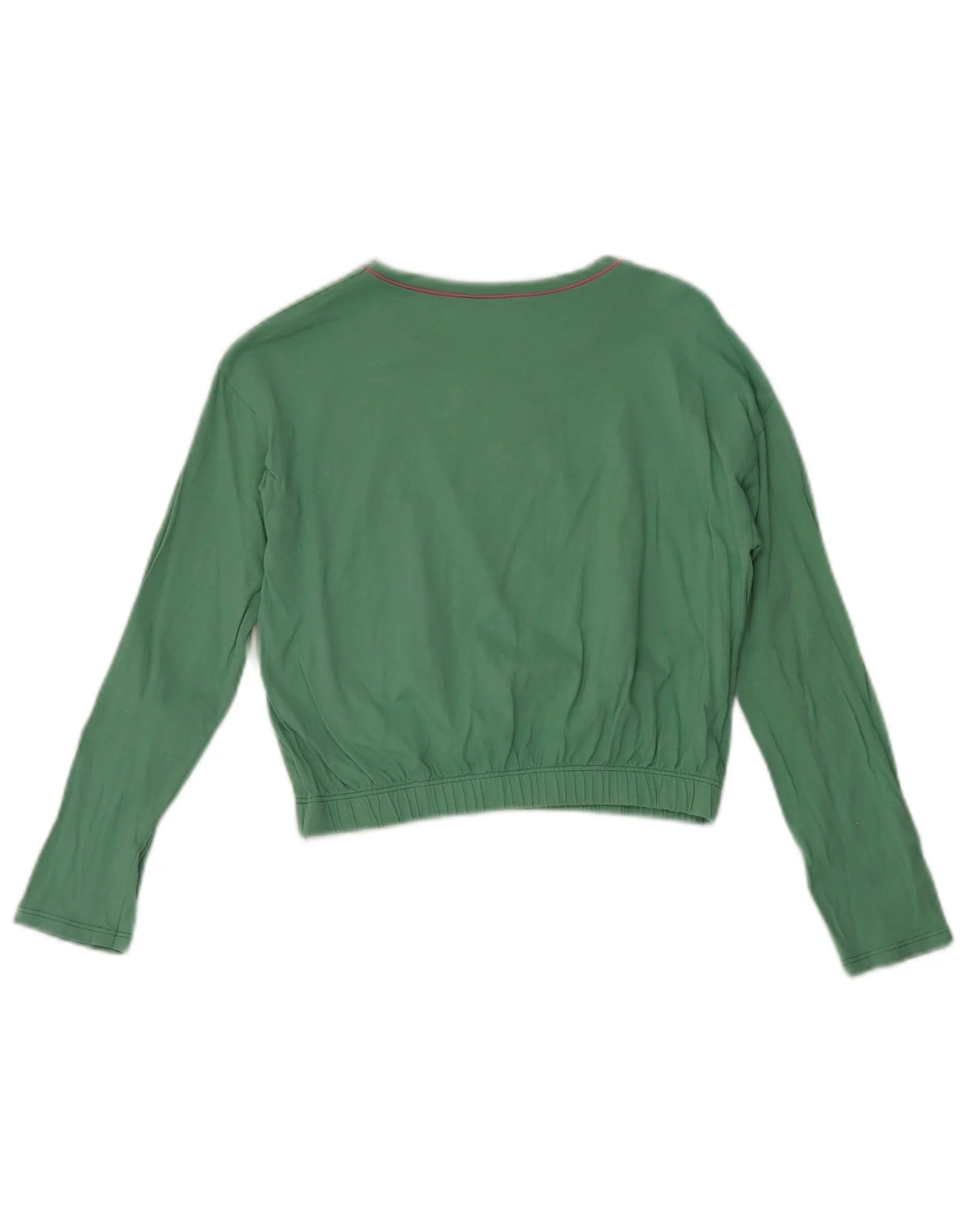 Benetton Girls Crop Graphic Top Long Sleeve 7-8 Years Green - Image 2