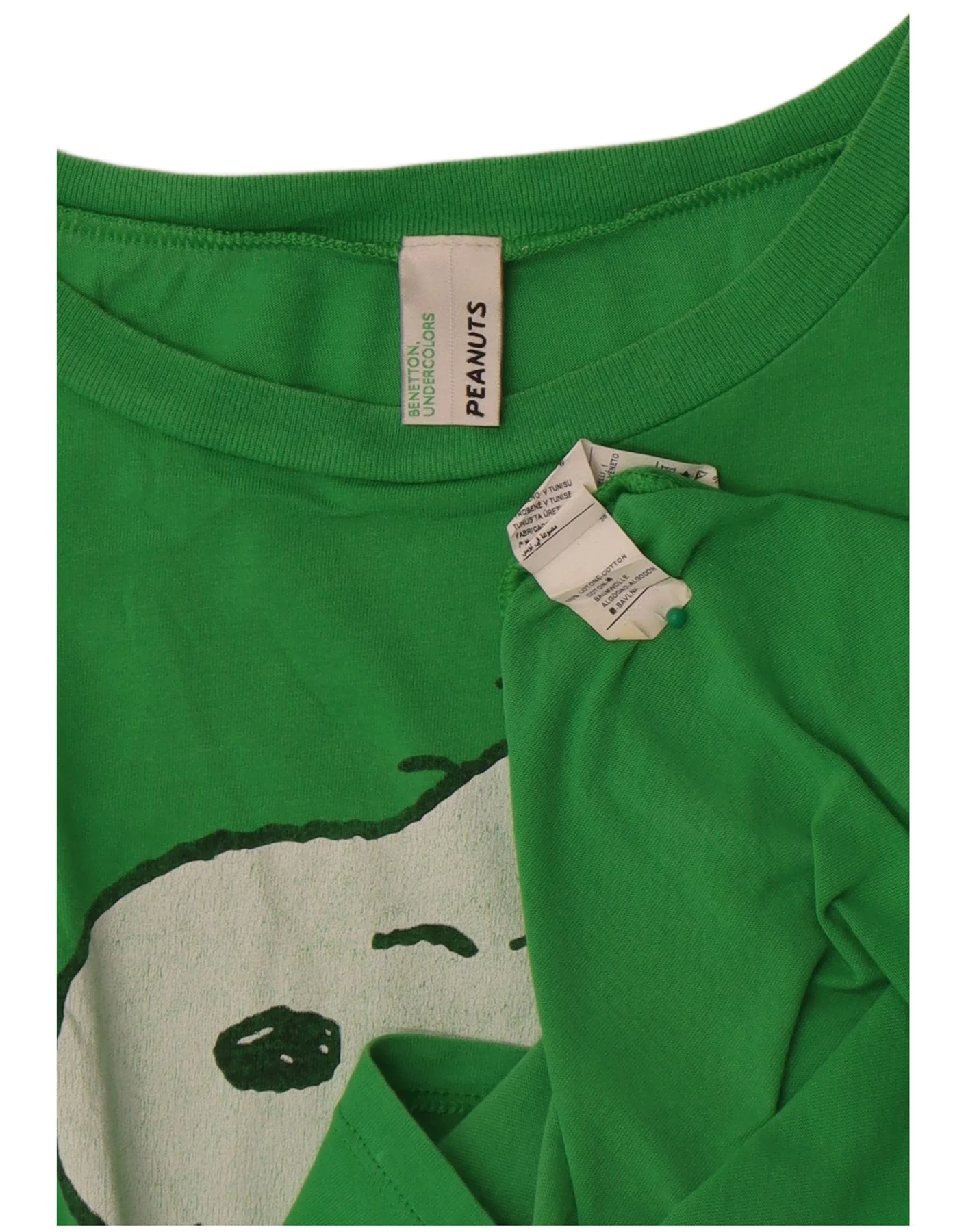 Benetton Girls Peanuts Graphic T-Shirt Top 10-11 Years XL Green Cotton - Image 3