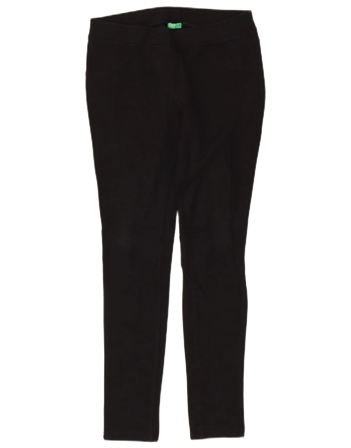 Benetton Girls Skinny Casual Trousers 13-14 Years 3XL W28 L29 Black Cotton