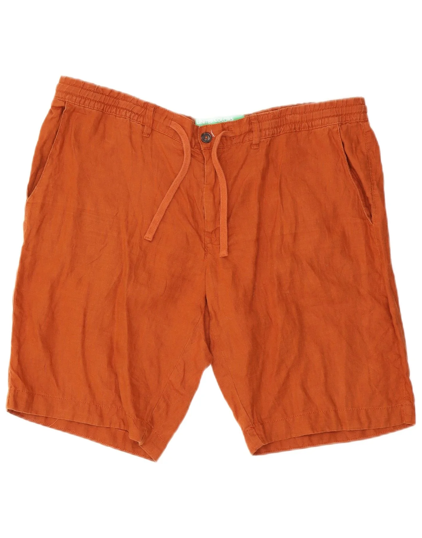 Benetton Mens Chino Shorts IT 56 3XL W44 Brown Linen