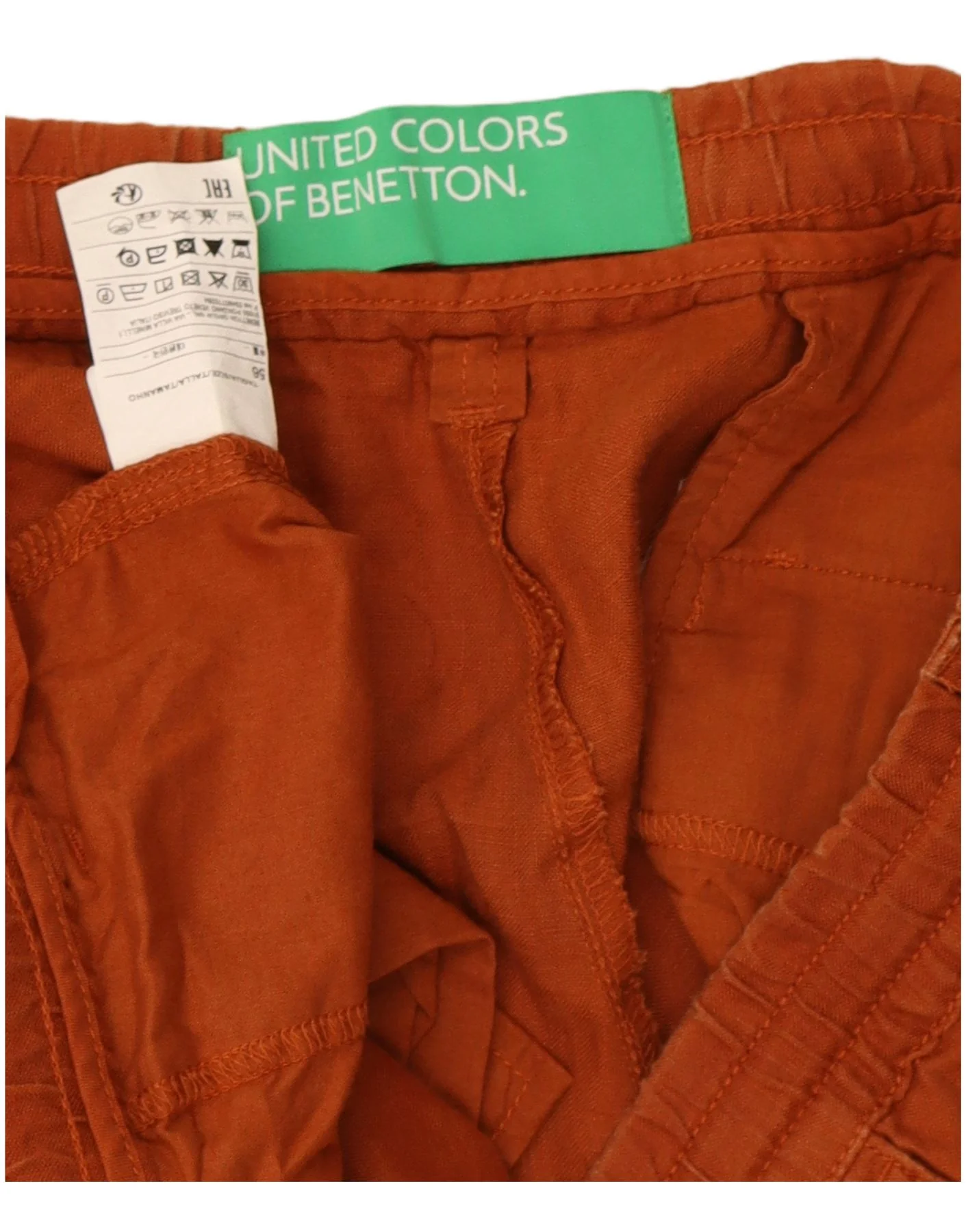Benetton Mens Chino Shorts IT 56 3XL W44 Brown Linen - Image 5