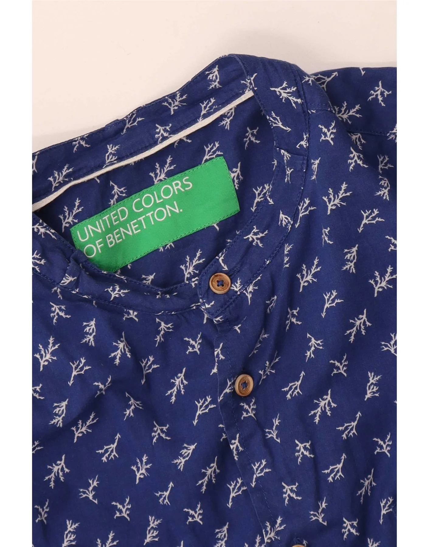 Benetton Mens Shirt XS Blue Floral - Image 3