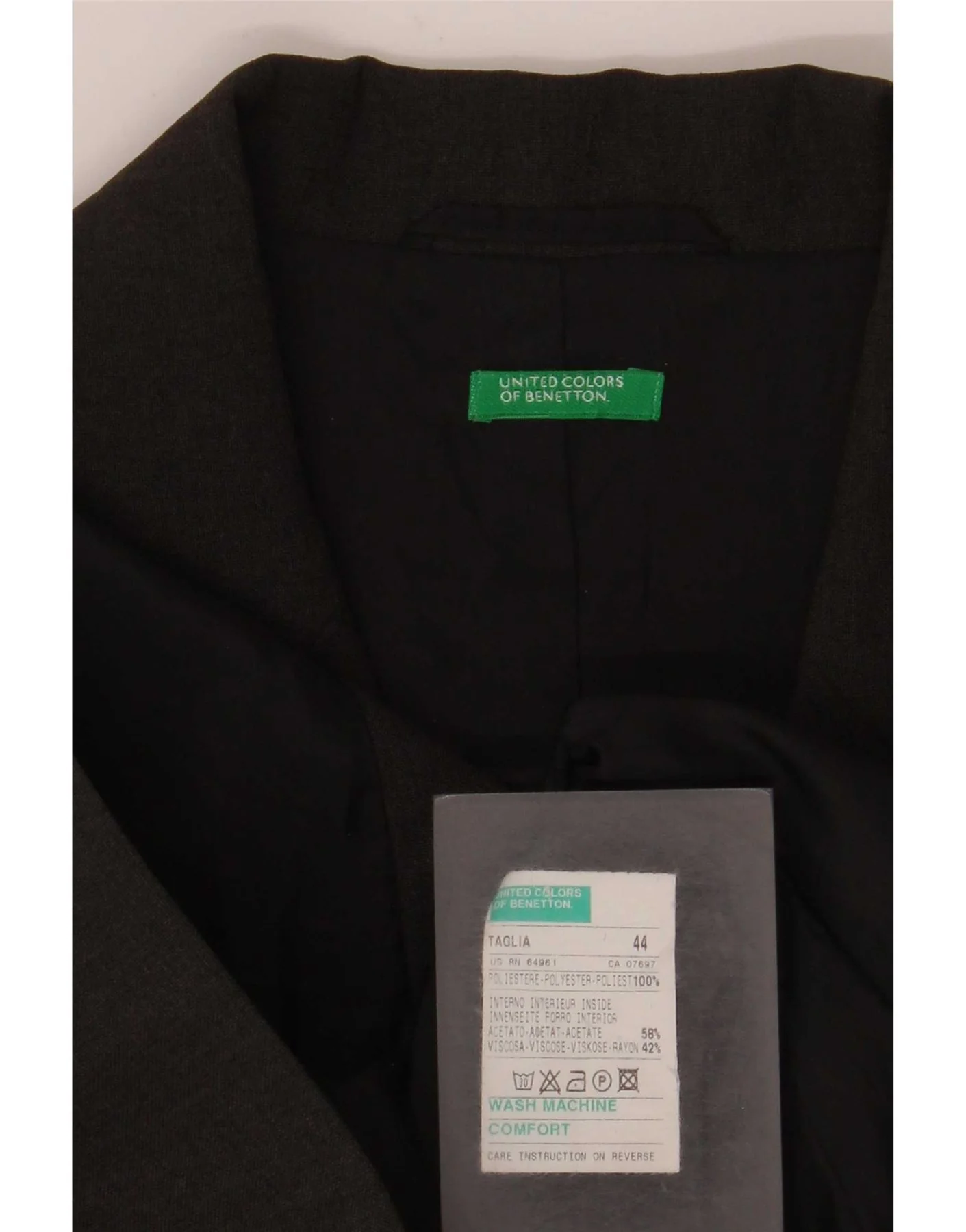Benetton Womens 3 Button Blazer Jacket IT 44 Medium Grey Polyester - Image 3