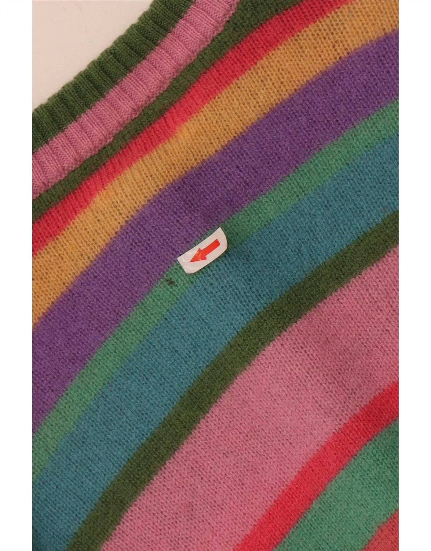 Benetton Womens Cardigan Sweater UK 10 Small Multicoloured Striped Wool - Image 3
