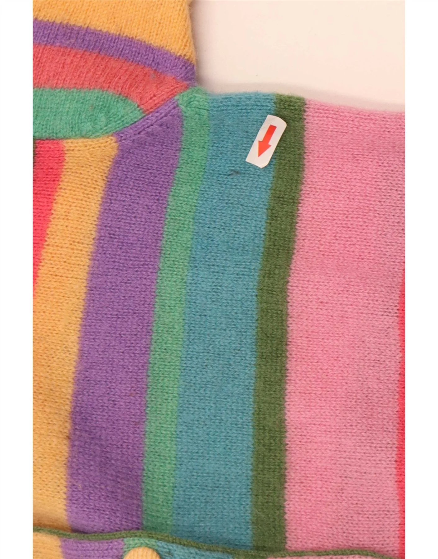 Benetton Womens Cardigan Sweater UK 10 Small Multicoloured Striped Wool - Image 4