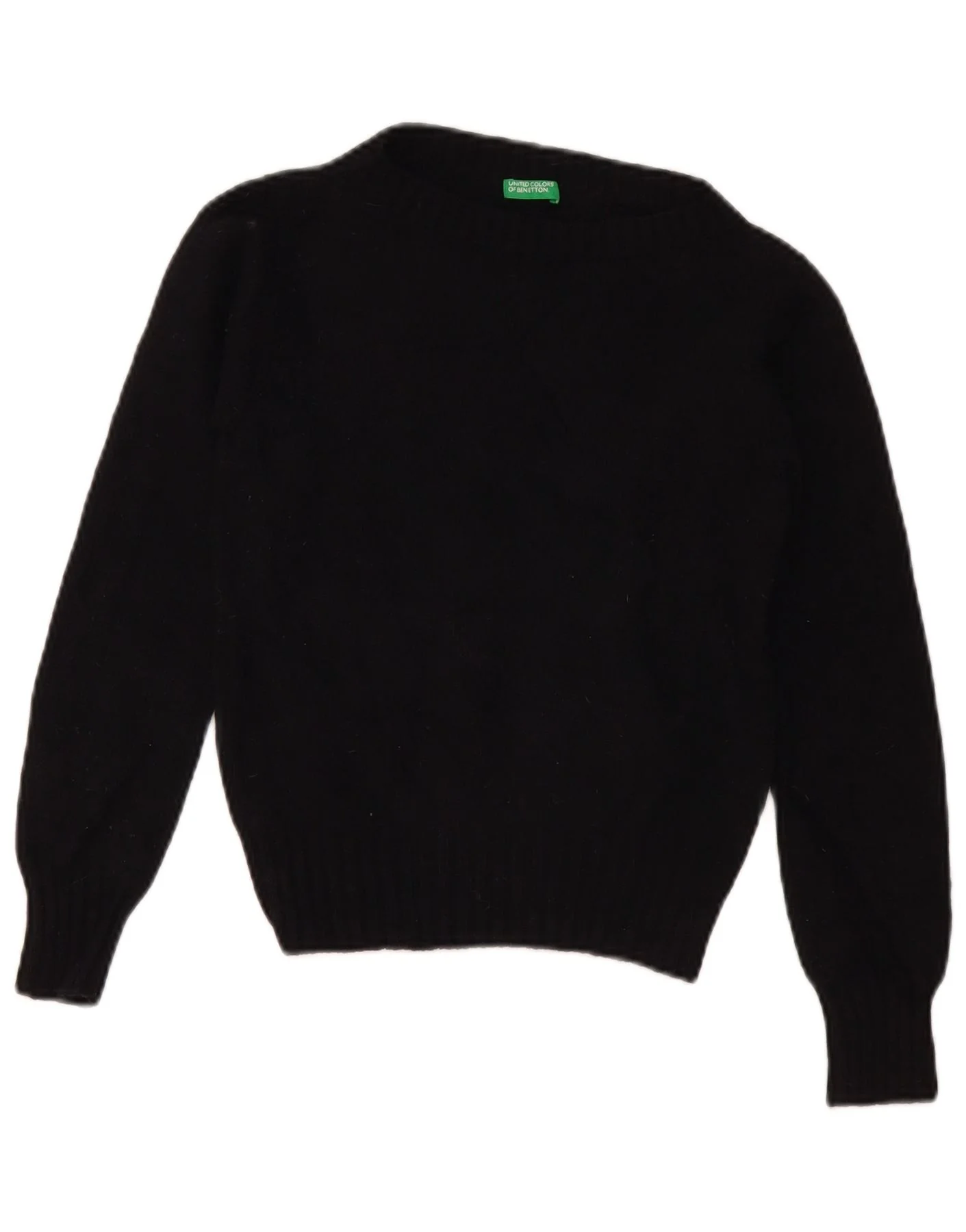 Benetton Womens Crop Boat Neck Jumper Sweater UK 10 Small Black