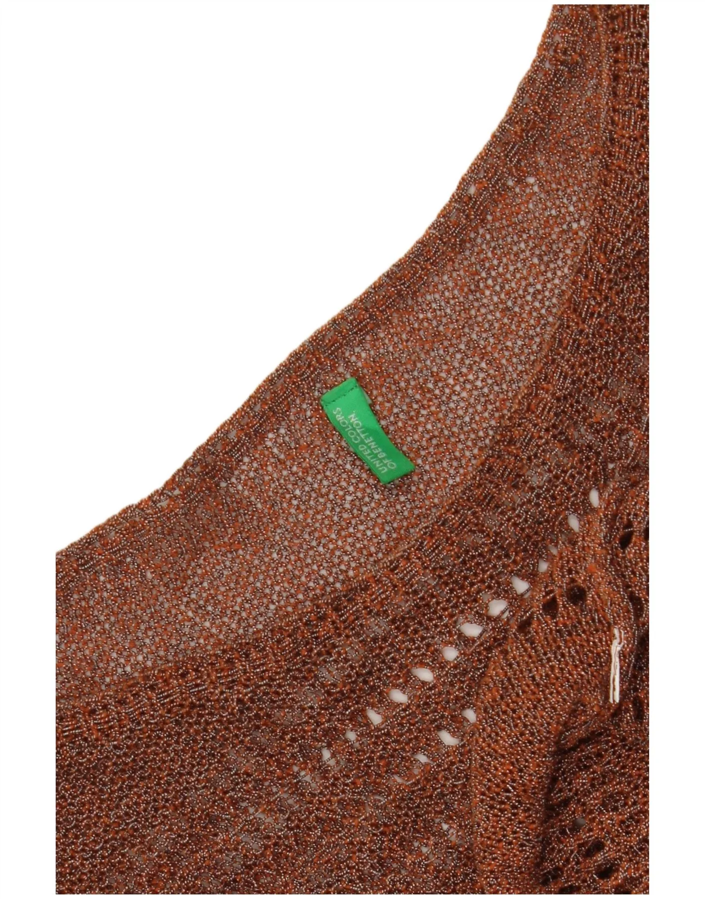 Benetton Womens Crop Knit Blouse Top UK 12 Medium Brown - Image 3