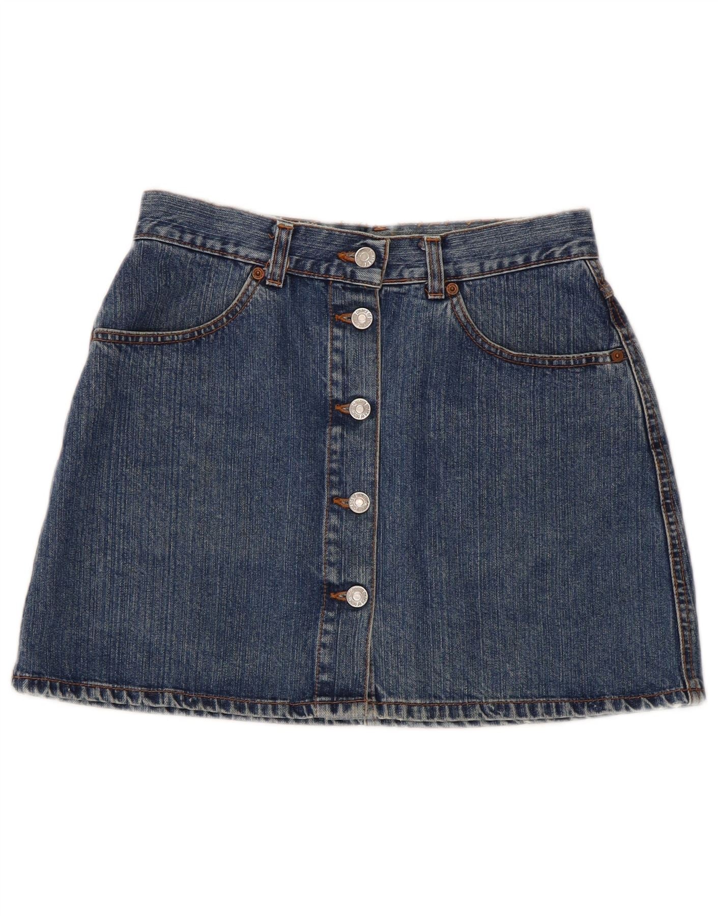 Benetton Womens Denim Skirt IT 44 Medium W28 Blue Cotton