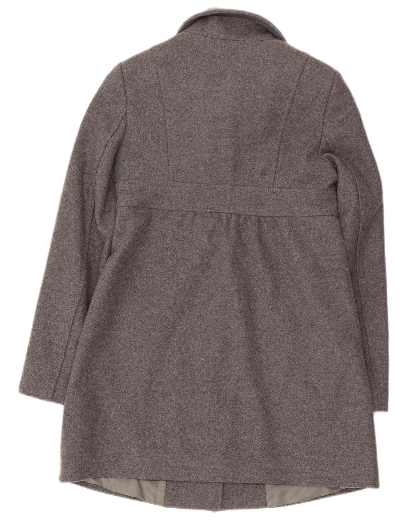 Benetton Womens Double Breasted Coat IT 38 XS Grey Wool - Image 2