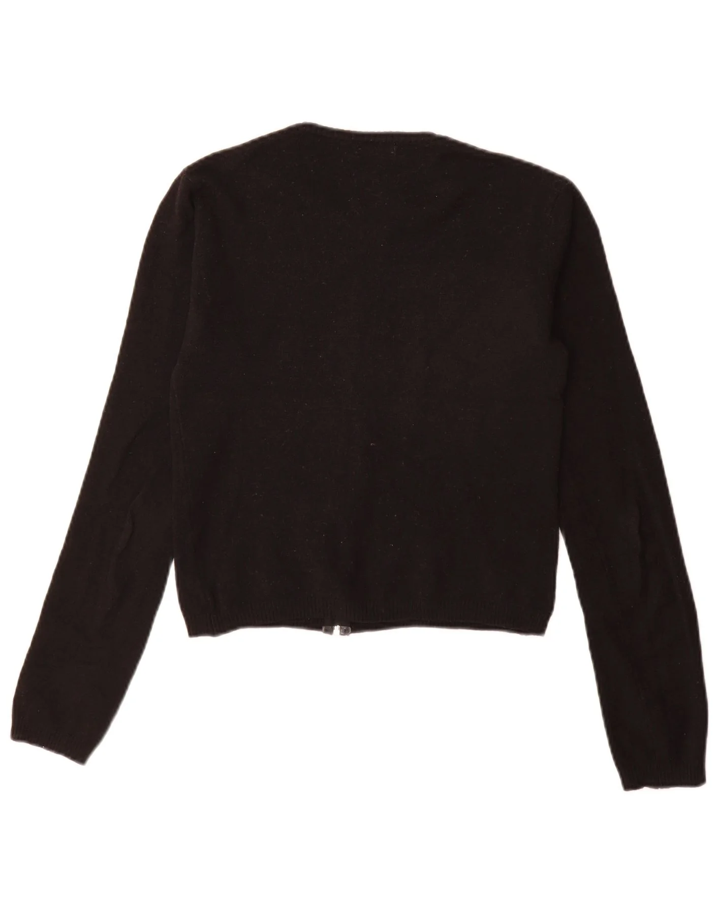 Benetton Womens Full Zip Cardigan Sweater UK 10 Small Black Acrylic - Image 2
