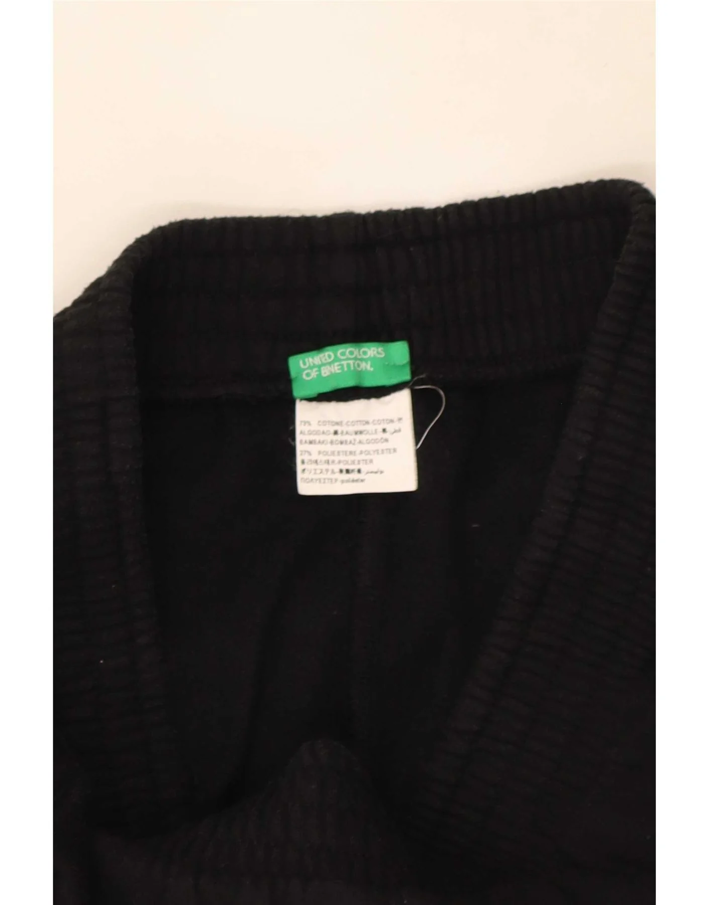 Benetton Womens Graphic Wide Leg Tracksuit Trousers UK 8 Small Black Cotton - Image 3