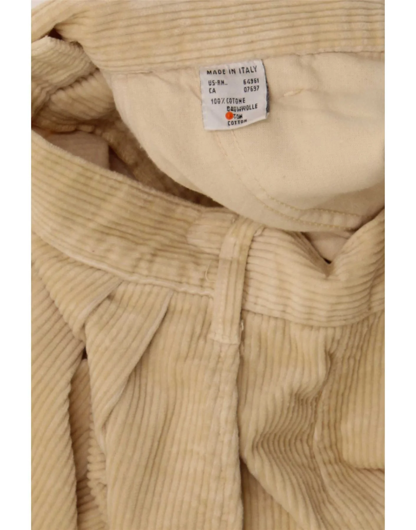 Benetton Womens High Waist Corduroy Trousers IT 44 Medium W28 L30 Beige - Image 3