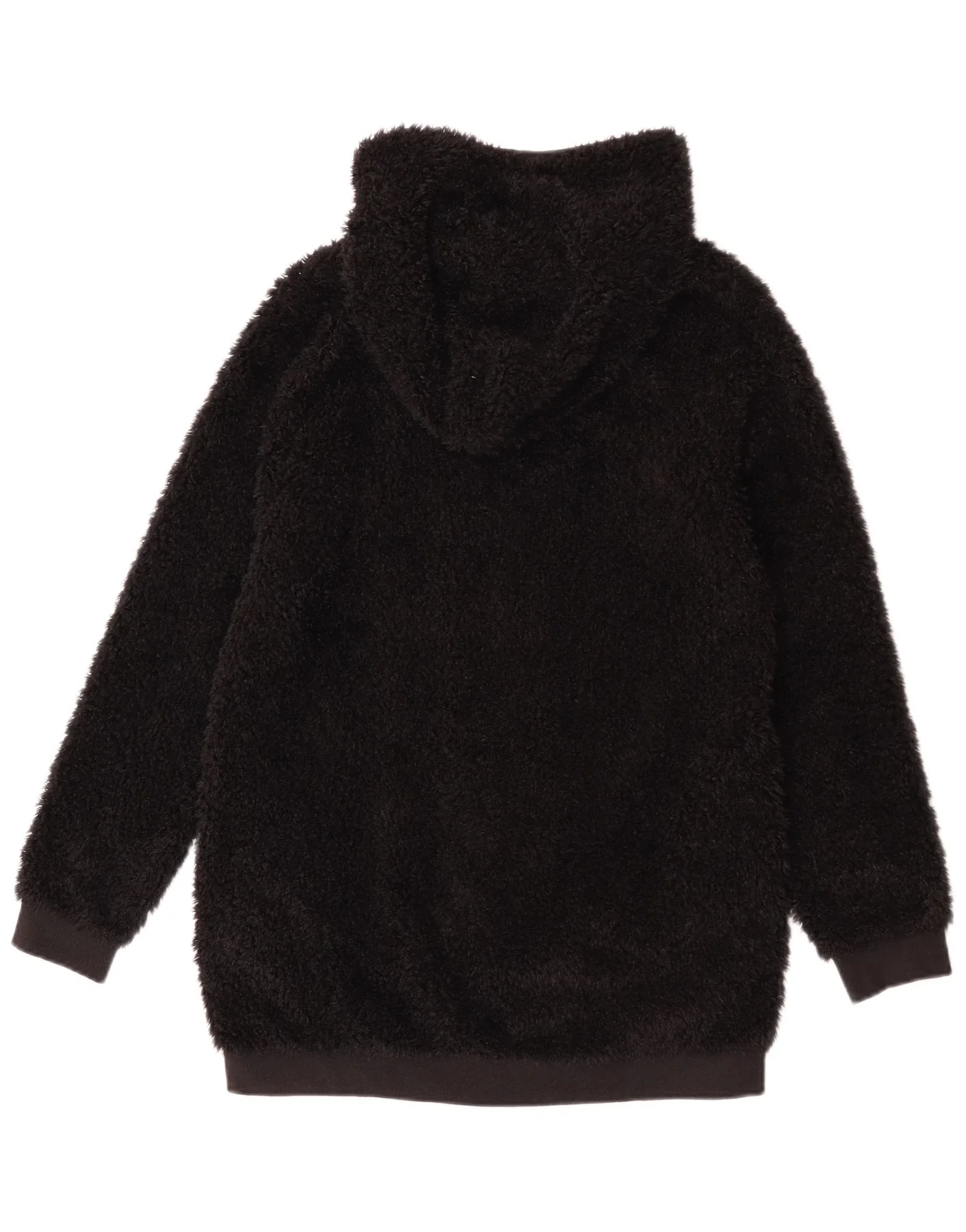 Benetton Womens Hooded Fleece Jacket UK 14 Medium Black Polyester - Image 2