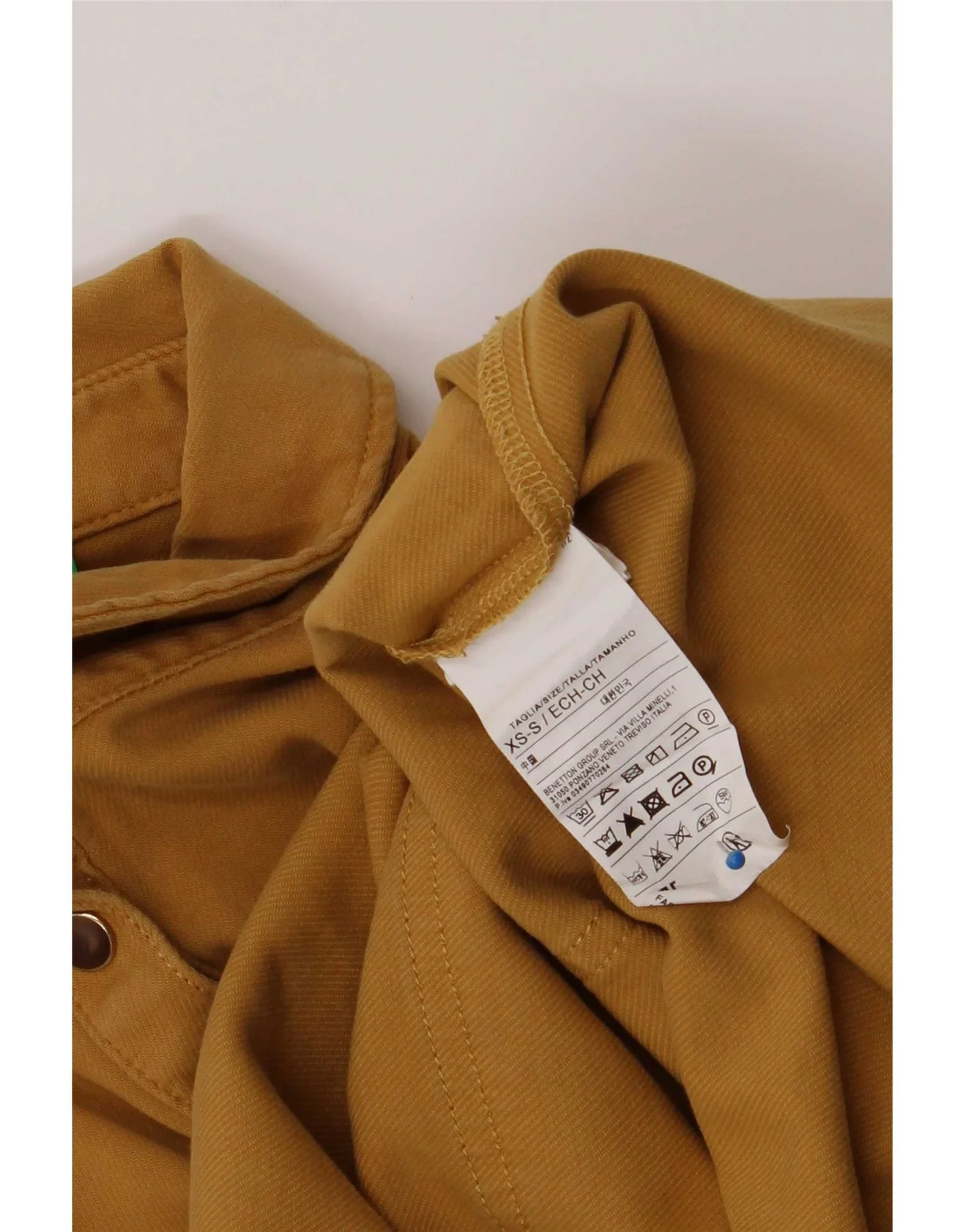 Benetton Womens Long Sleeve Oversized Shirt Dress UK 6 XS Yellow Cotton - Image 4