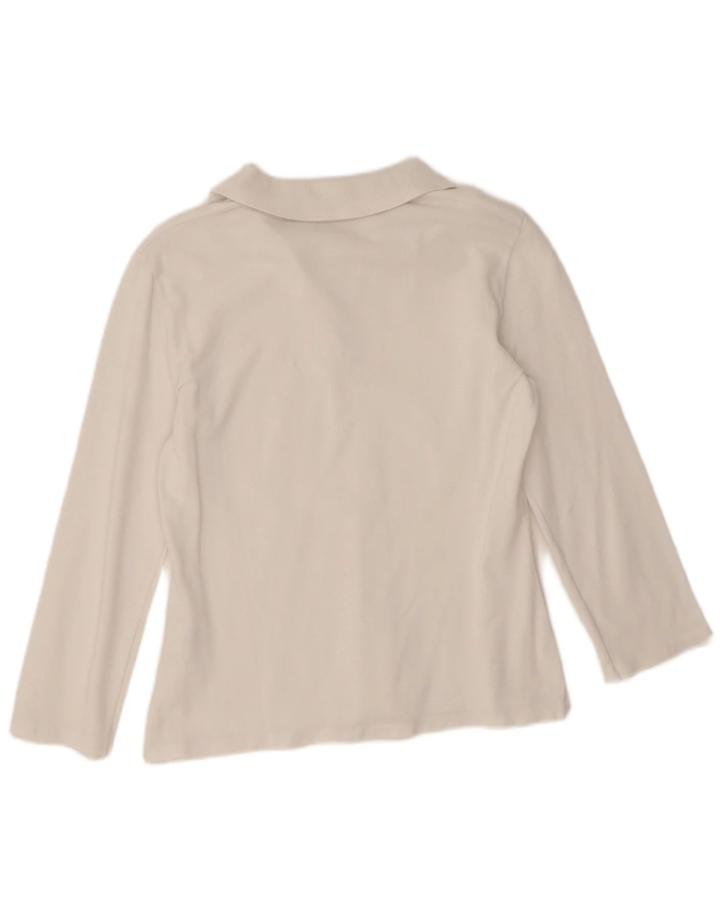 Benetton Womens Long Sleeve Polo Shirt UK 12 Medium White - Image 2