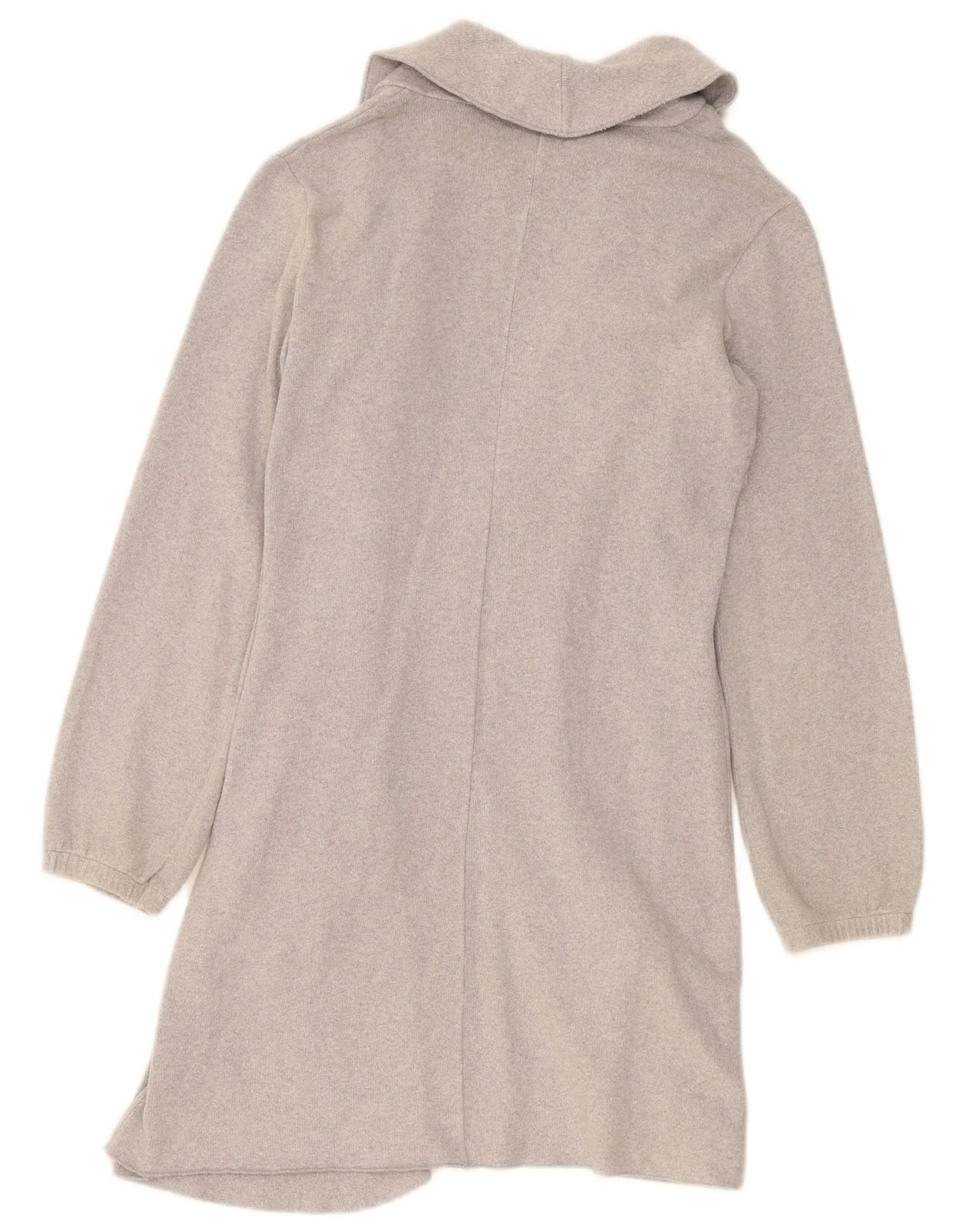 Benetton Womens Longline Open Cardigan Sweater UK 14 Medium Grey - Image 2